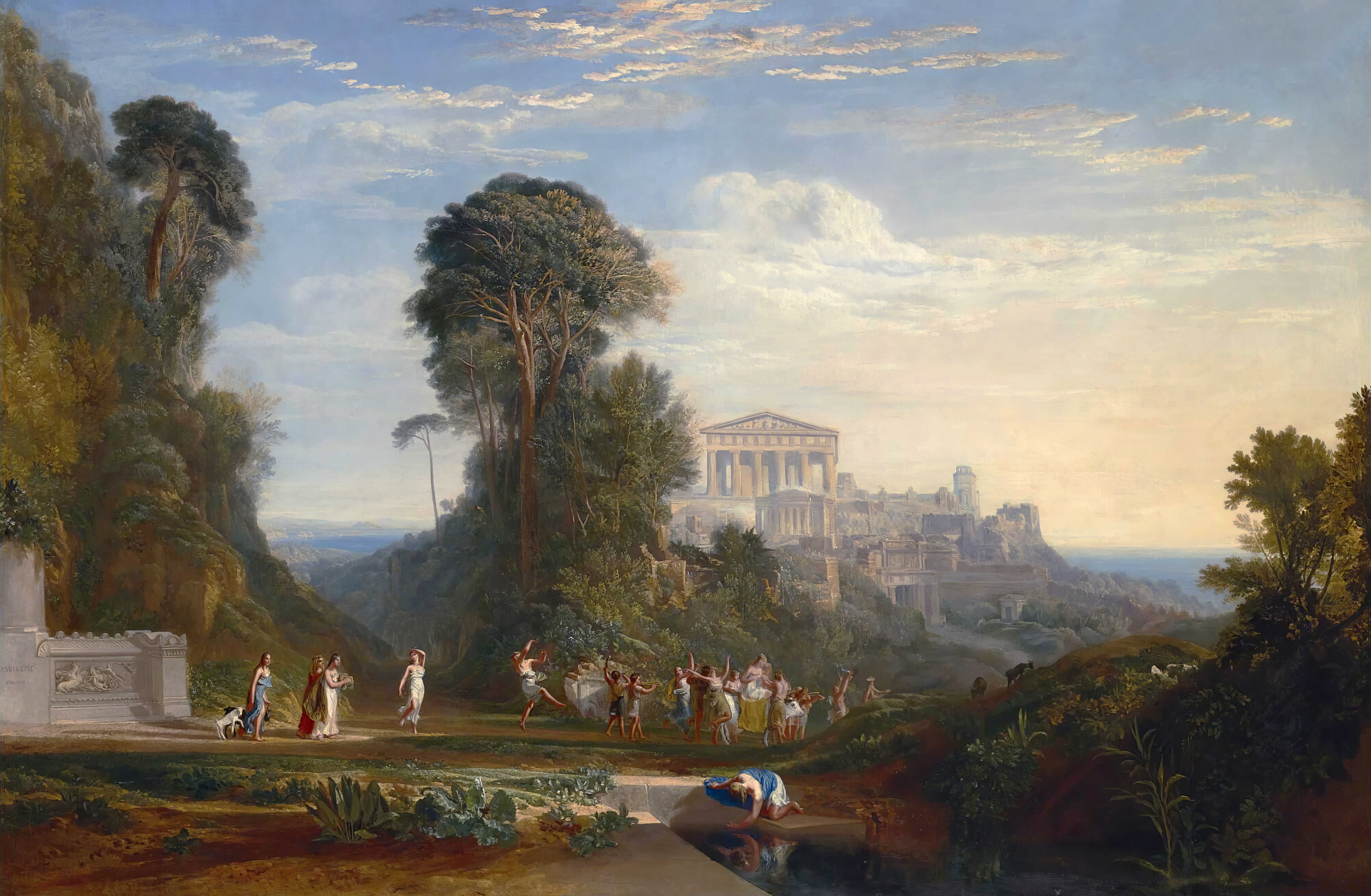 5K, Joseph M. W. Turner, painting, The Temple of Jupiter Panellenius Restored, classic art, HD Wallpaper