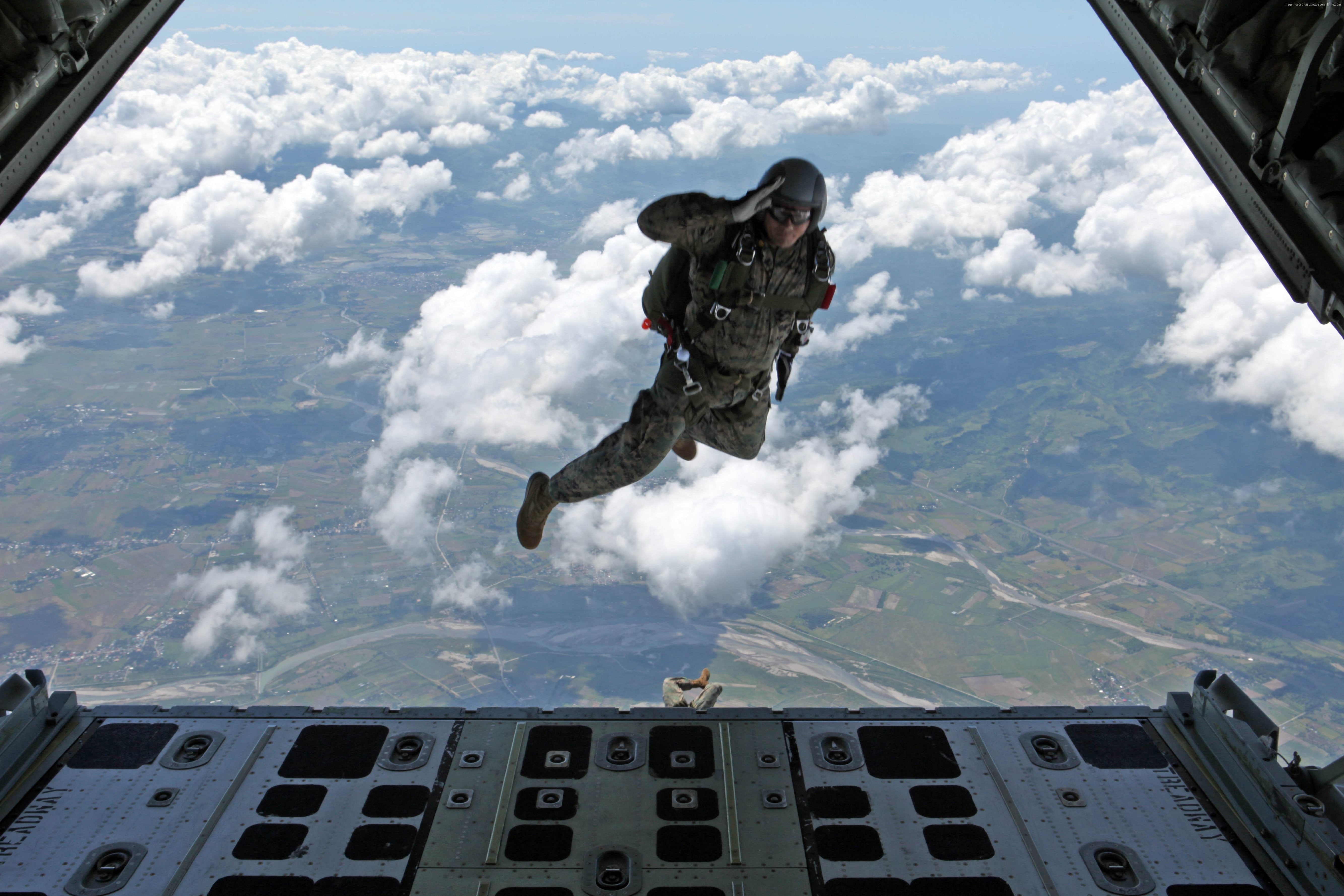 soldier, 5K, troops, landing force, landing, aircraft, HD Wallpaper