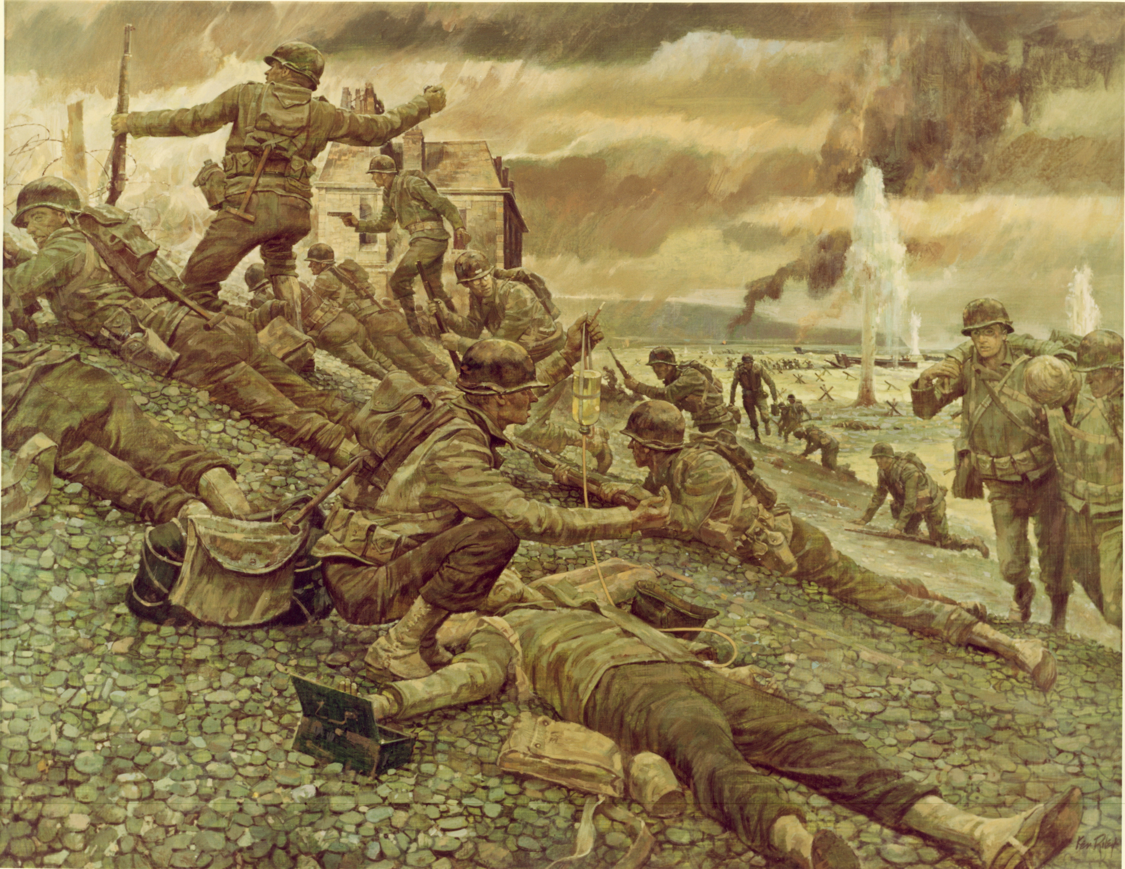 Normandy, 4K, 6 June 1944, the landing of allied troops, WW2, France, figure, equipment, weapons, art, soldiers, HD Wallpaper