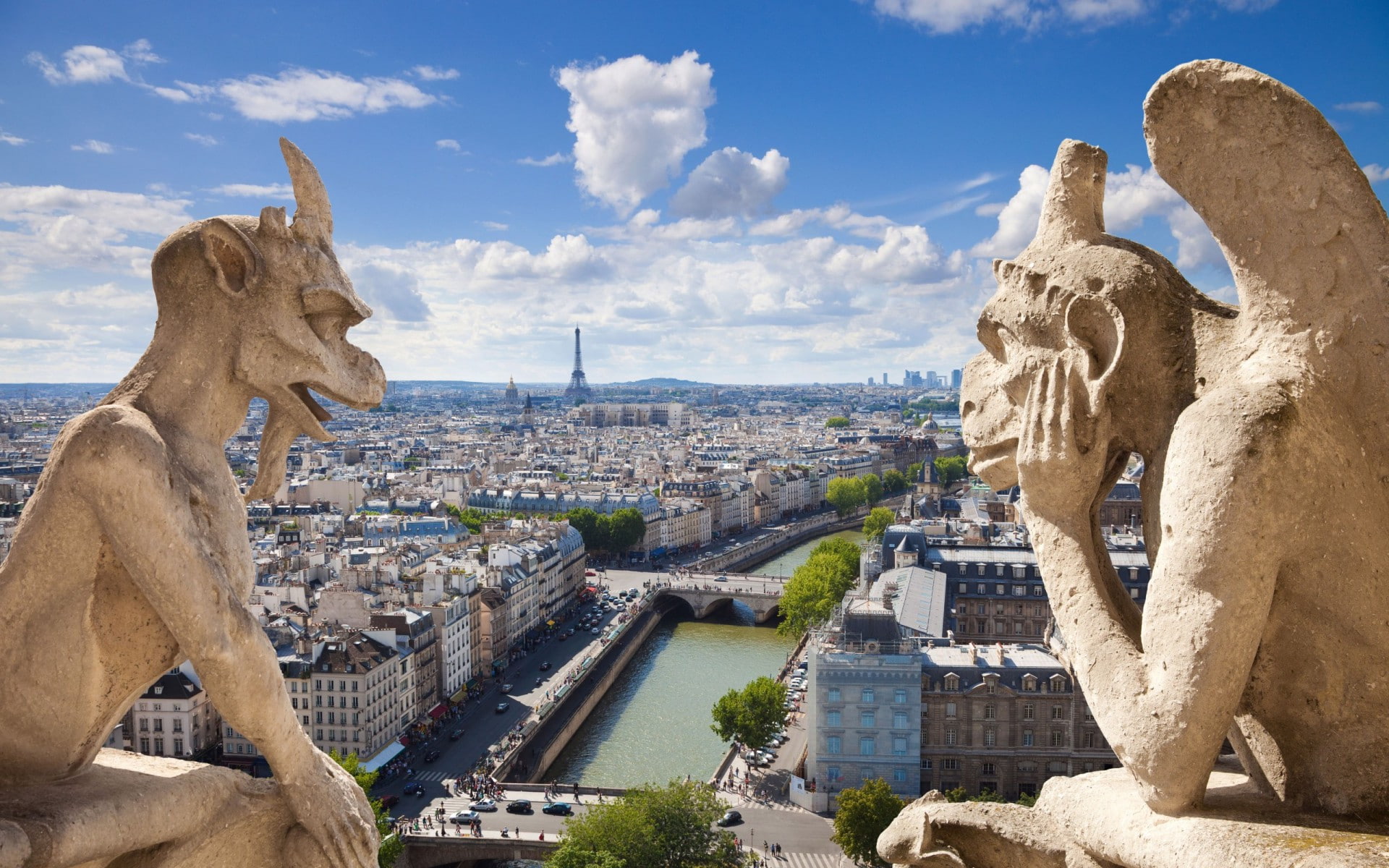 4K, Gargoyle, europe, 1080P, world, paris, 1920x1200, france, Notre Dame De Paris, HD Wallpaper