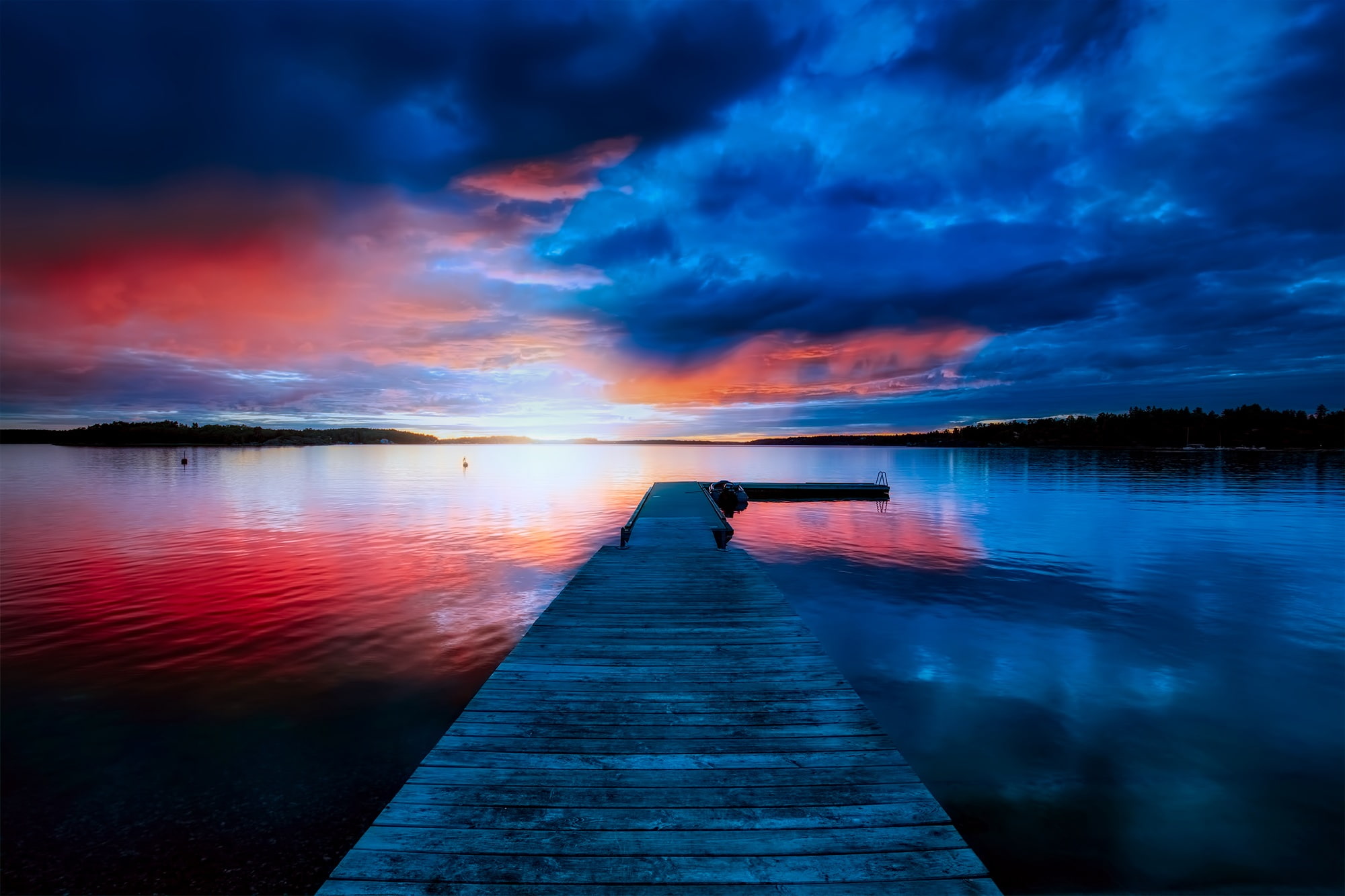 art, px, x, hd, Clouds, water, sunset, Landscape, space, lake, nature, EVENING, 2000x1333 px, 1080P, dock, REFLECTION, HD Wallpaper