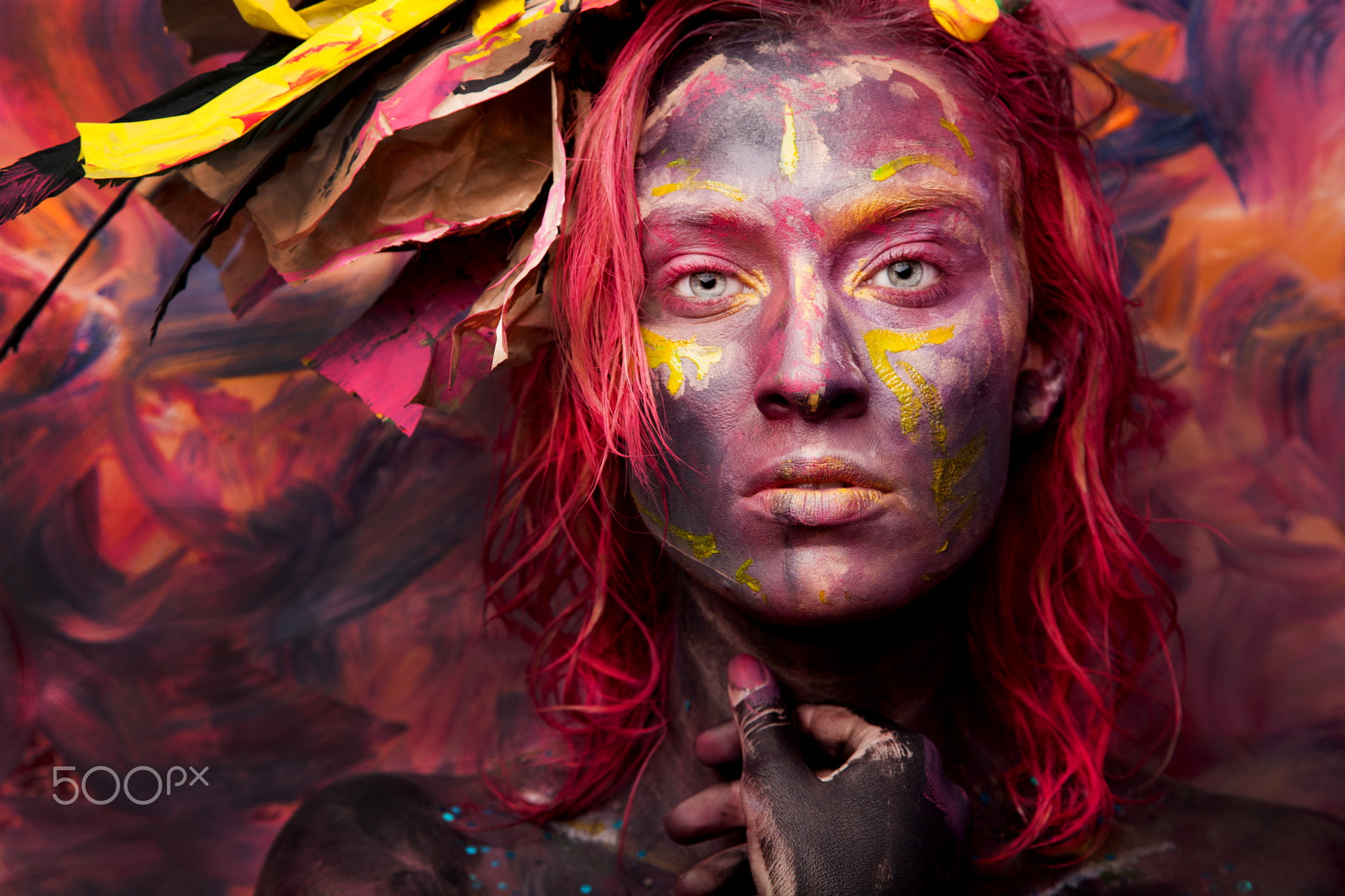 Dmitriy Sandratsky, 1080P, day, human body part, adult, creativity, portrait, model, body part, multi colored, face paint, celebration, headshot, women, HD Wallpaper