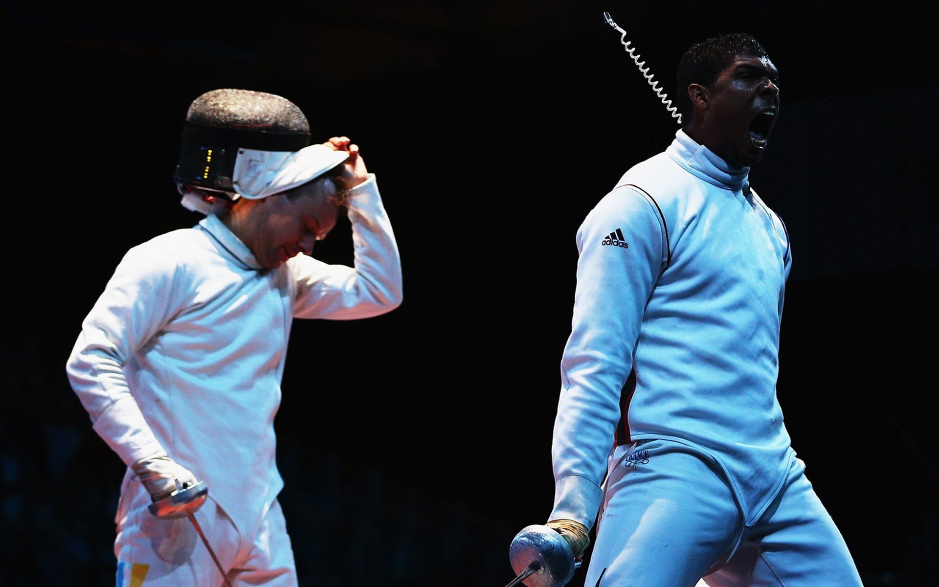 olympics, athlete, borel, yannick, dmitriy, fencing, london, 1080P, karuchenkol, HD Wallpaper