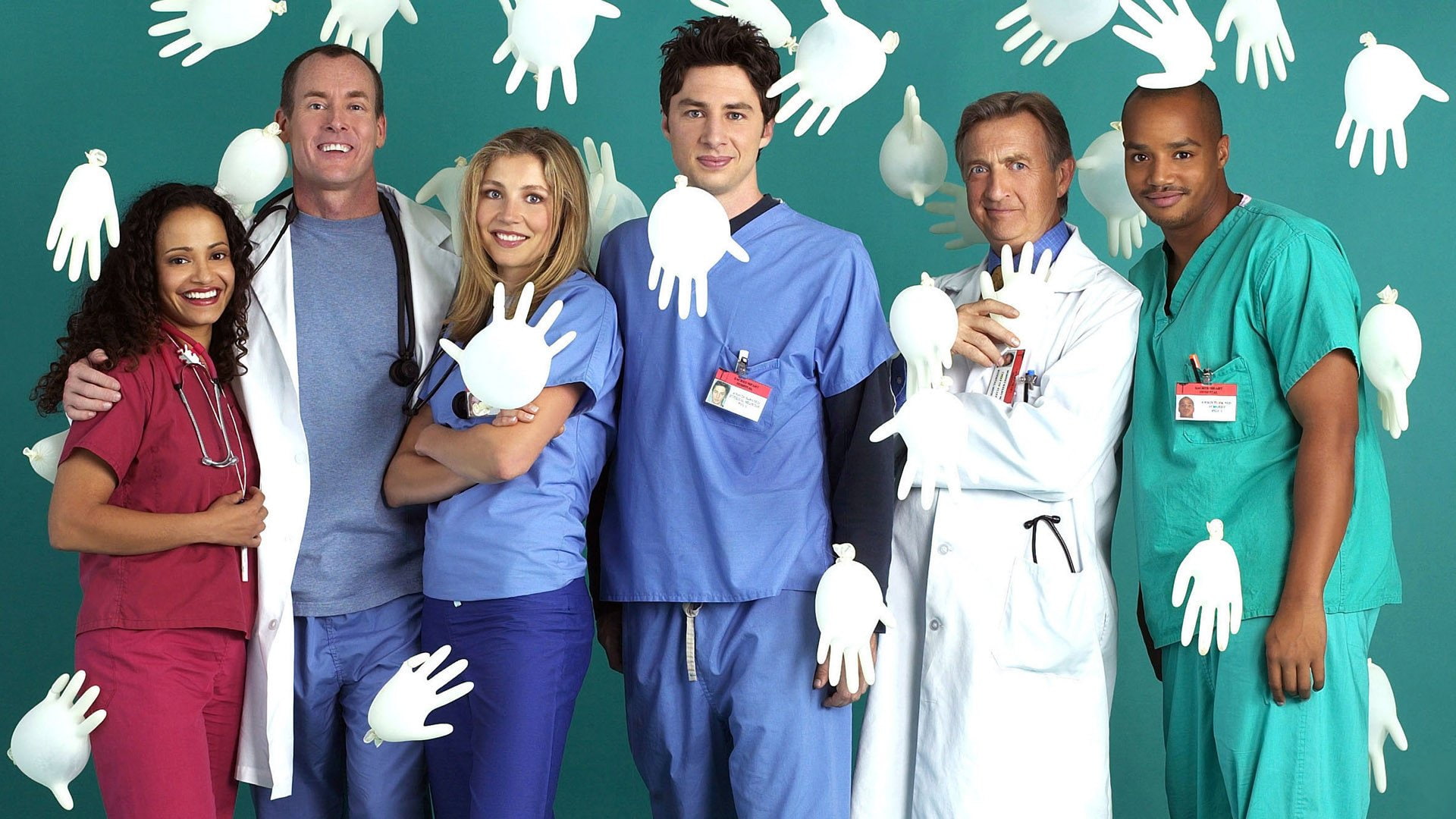 group of people, young adult, nurse, teamwork, coworker, care, Zach Braff, standing, looking at camera, healthcare worker, Perry Cox, portrait, adult, happiness, HD Wallpaper