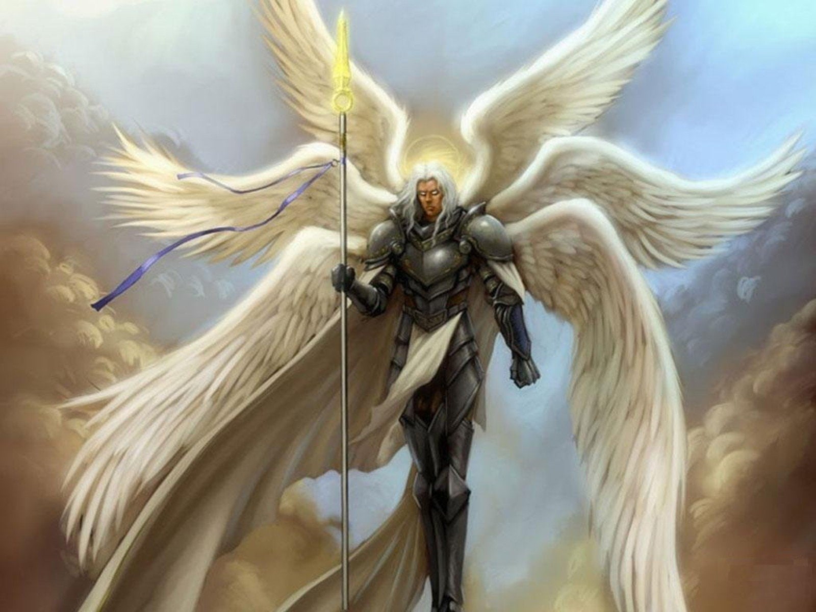 wings, man, holding, weapon, Fantasy, Angel, haired, white, Angel Warrior, 720P, Seraphim, HD Wallpaper