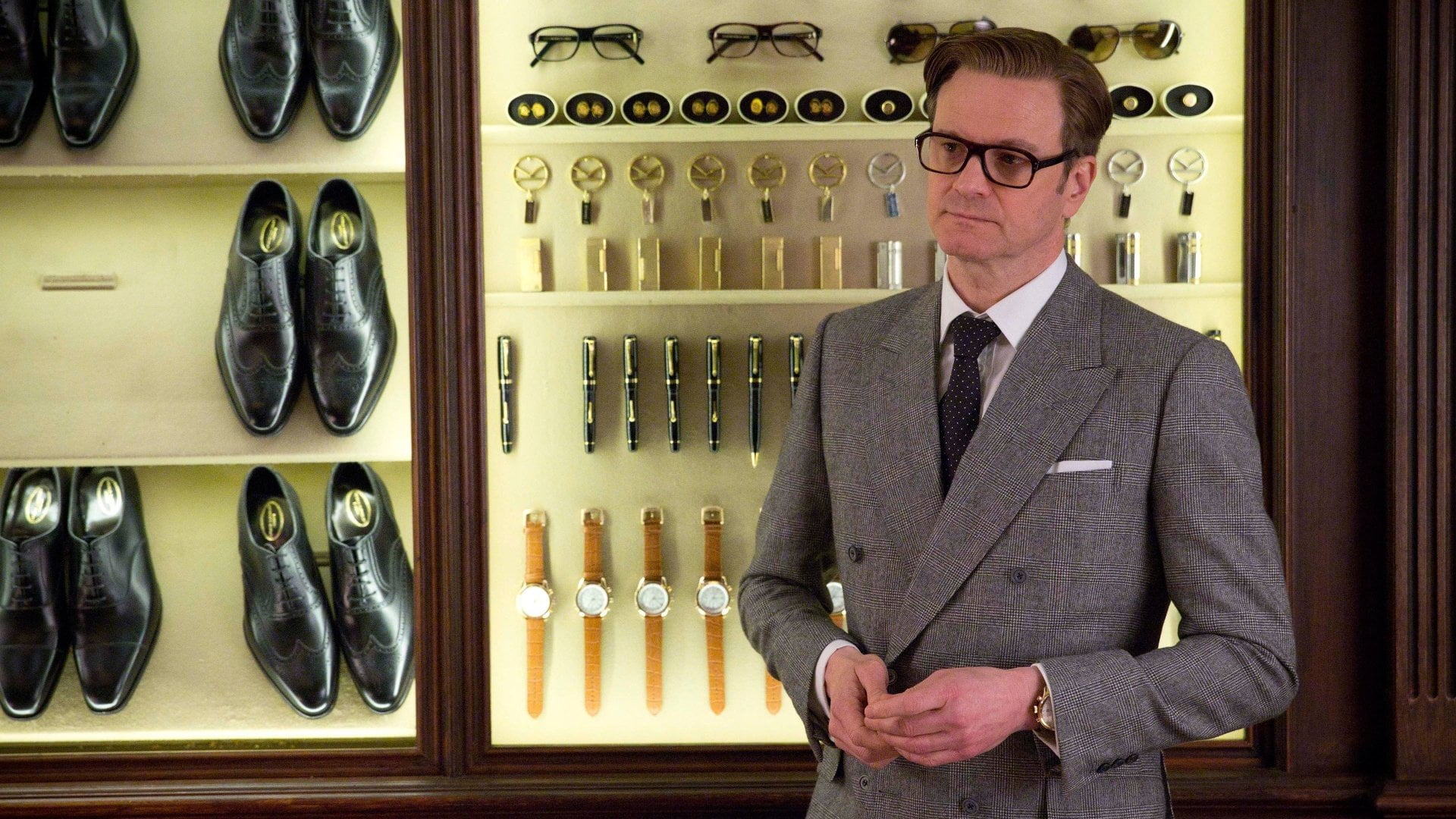 front view, indoors, Movie, one person, males, mature men, glasses, sales occupation, eyeglasses, 1080P, suit, adult, Kingsman: The Secret Service, waist up, HD Wallpaper