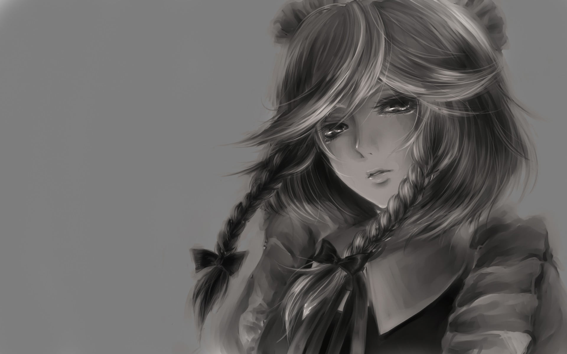 drawing, painting, front view, leisure activity, 1080P, beautiful woman, long hair, beauty, character, women, Touhou, digital, young adult, looking, braids, HD Wallpaper