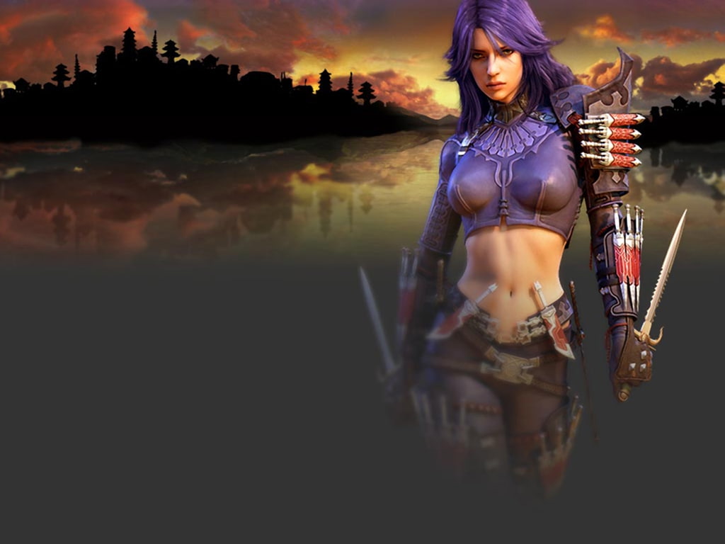 wars, knives, assassins, games, x, video, guild, hd, art, women, 480P, stomach, hair, purple, water, HD Wallpaper