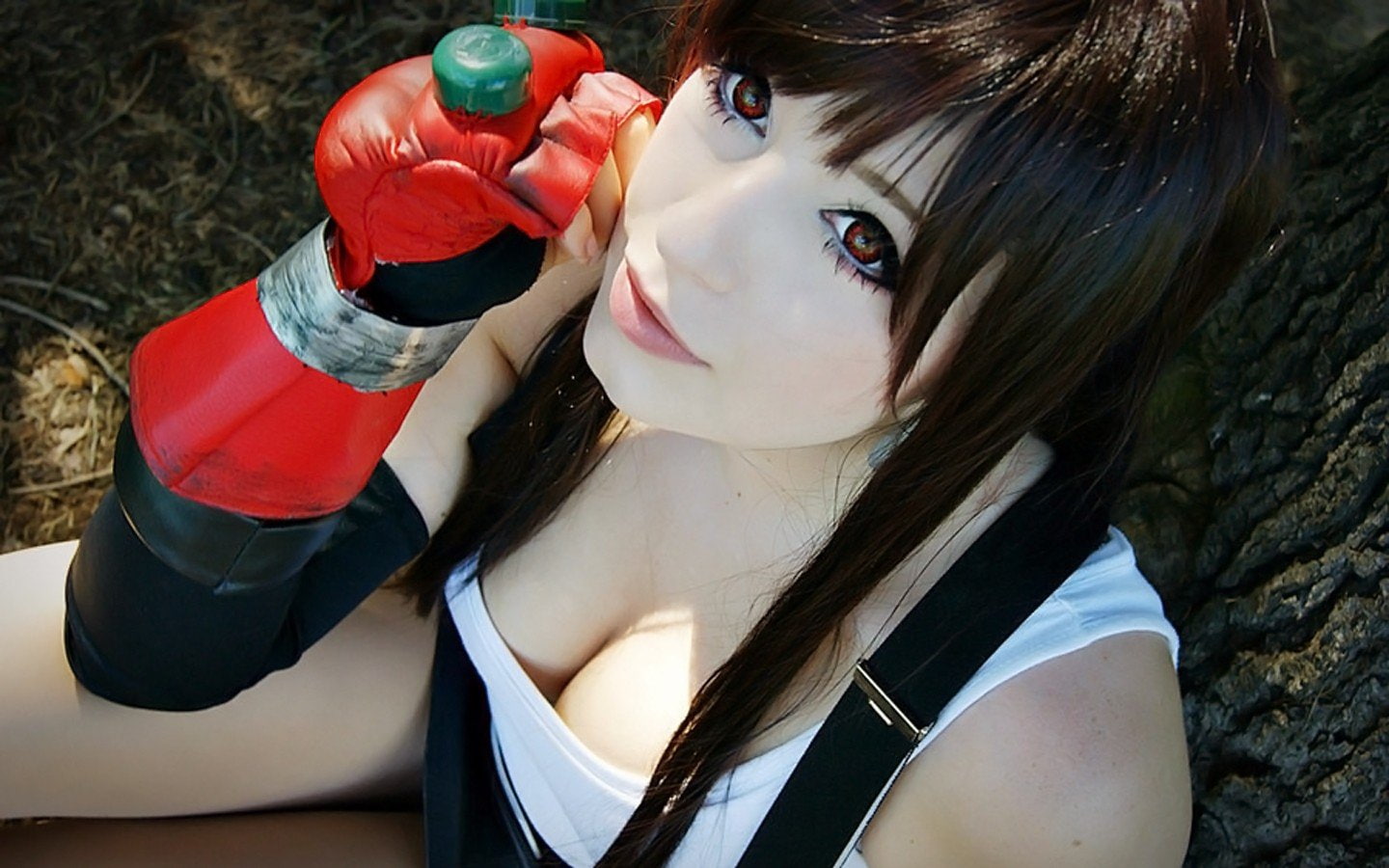 tifa, 720P, cleavage, asians, women, lockheart, cosplay, red, eyes, HD Wallpaper