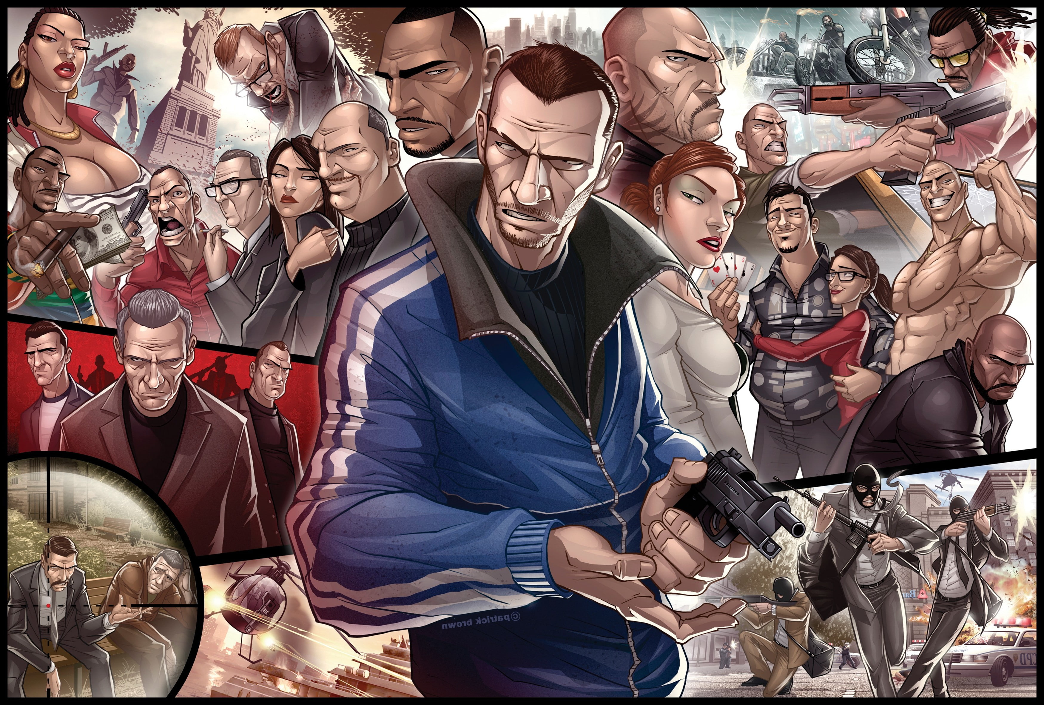 Grand Theft Auto IV, real people, sport, video games, young adult, excitement, sitting, spectator, group of people, adolescence, positive emotion, Niko Bellic, HD Wallpaper