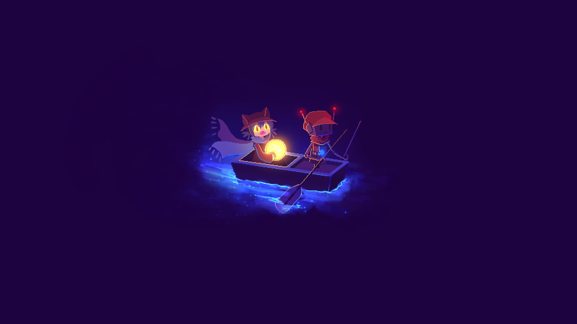 hat, boat, scarf, neko ears, minimalism, video games, Video Game Art, lightbulb, RPG Maker, Niko, OneShot, video game characters, 1080P, pixel art, cat, HD Wallpaper