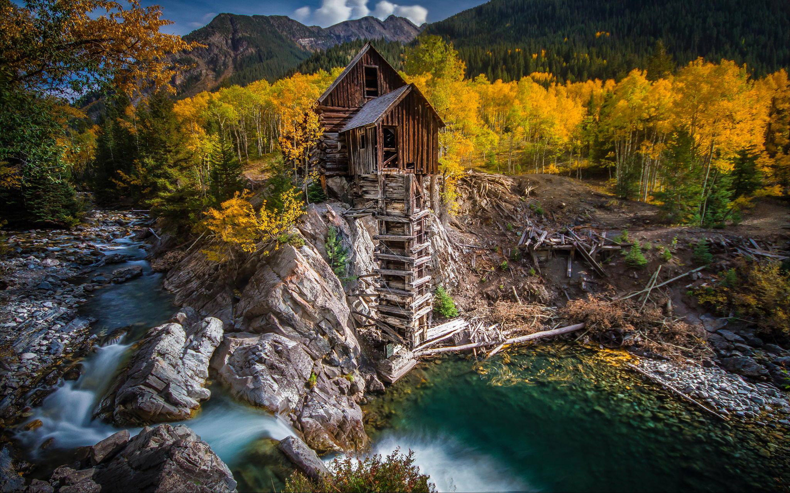mill, colorado, 2K, mine, crystal, wooden, old, river, usa, th, plant, HD Wallpaper