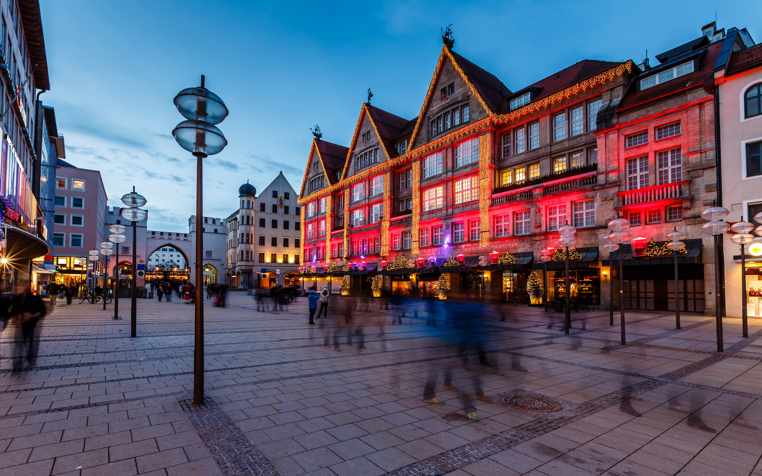 2K, gate, th, street, munich, illuminated, karlsplatz, neuhauser, HD Wallpaper