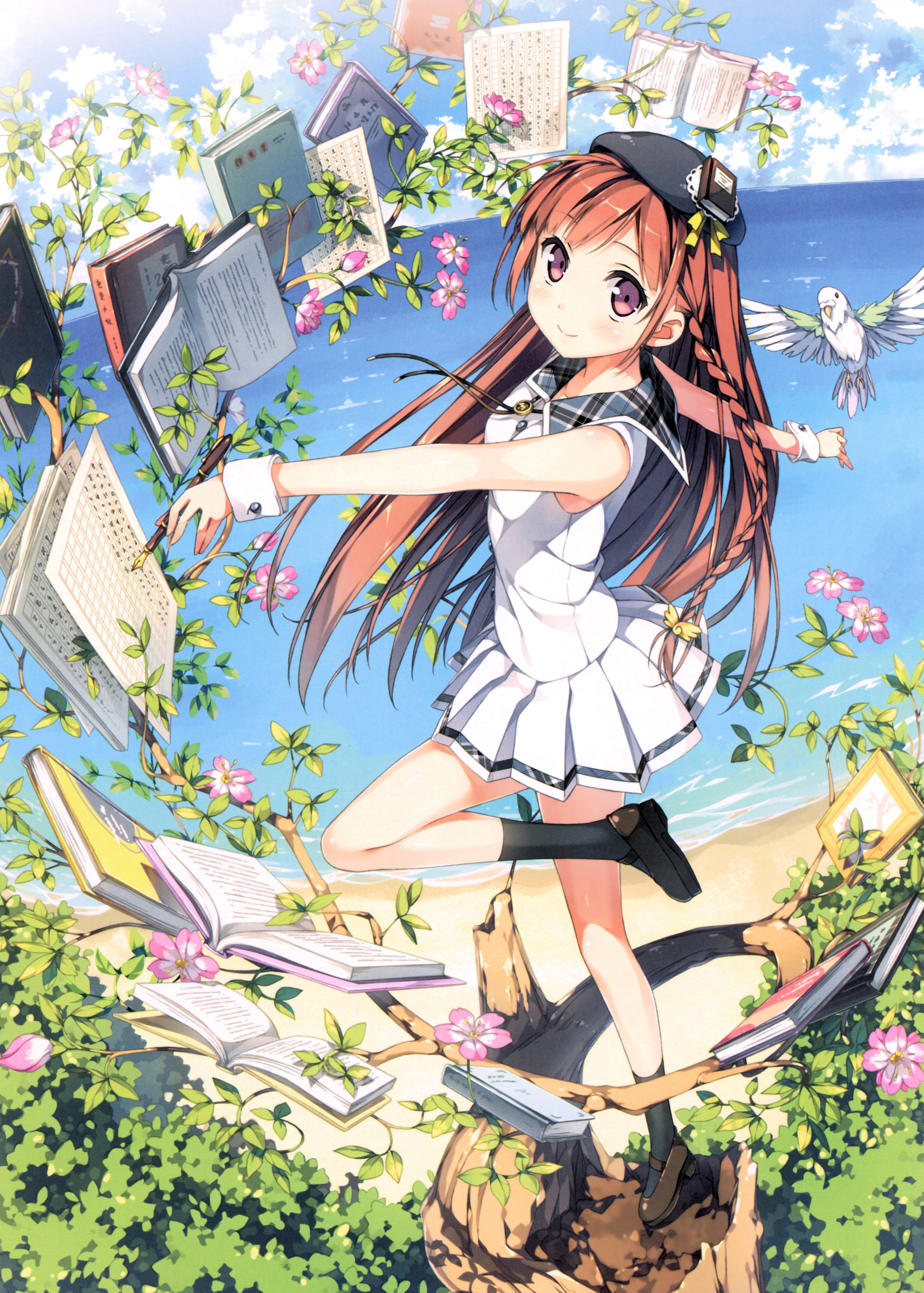 kantoku, books, pure, flower, artbook, mangaka, (artbook), girl, anime, 5K, Phone HD Wallpaper