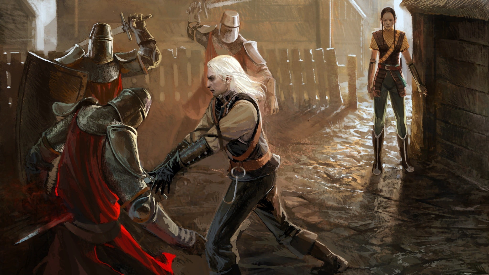 video, artbook, rivia, geralt, rpg, 1080P, games, sapkovsky, enhanced, witcher, edition, art, anjey, artwork, fantasy, swords, HD Wallpaper