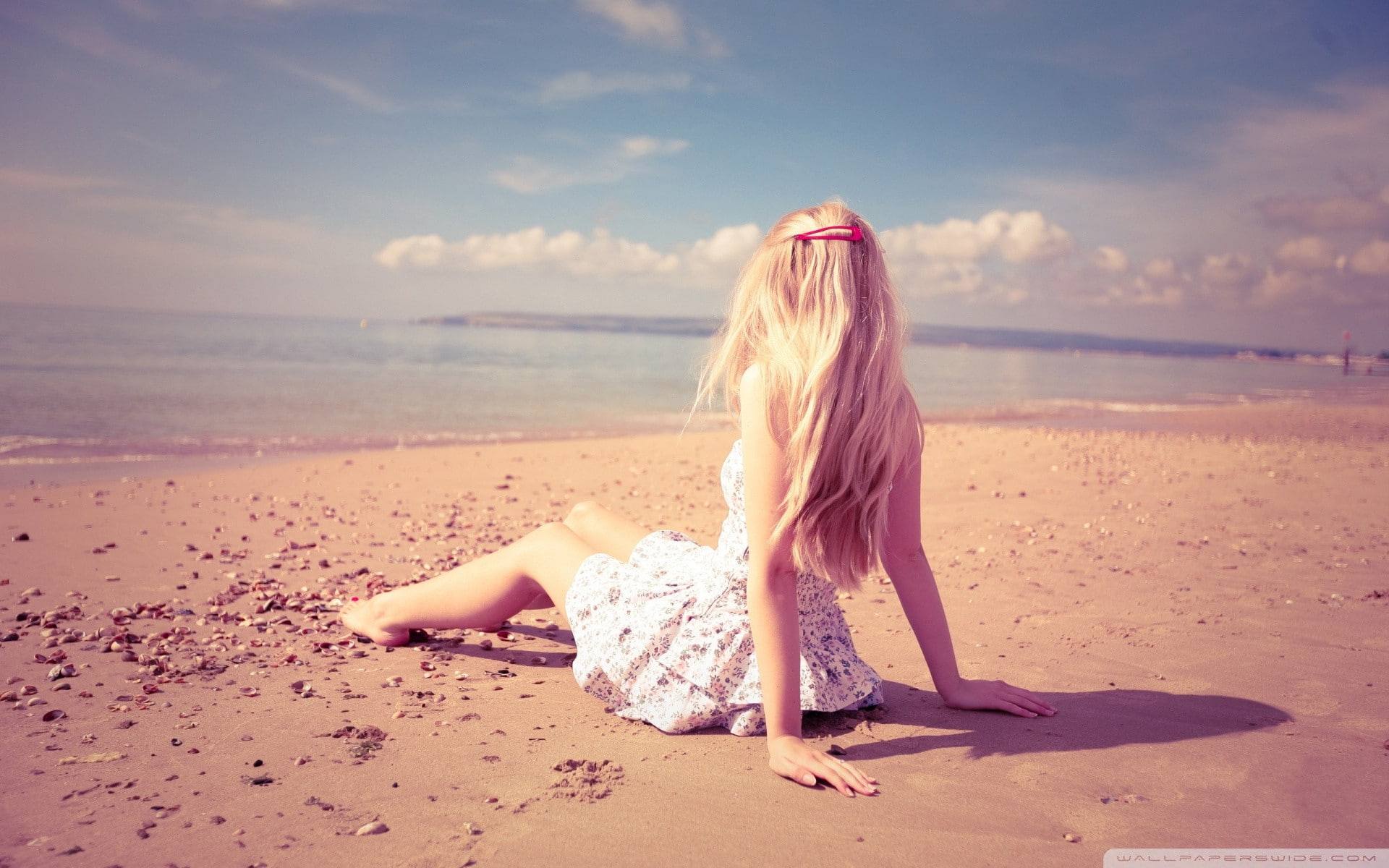 On Th, girls, 1080P, e, 1920x1200, Beach, blonde, HD Wallpaper