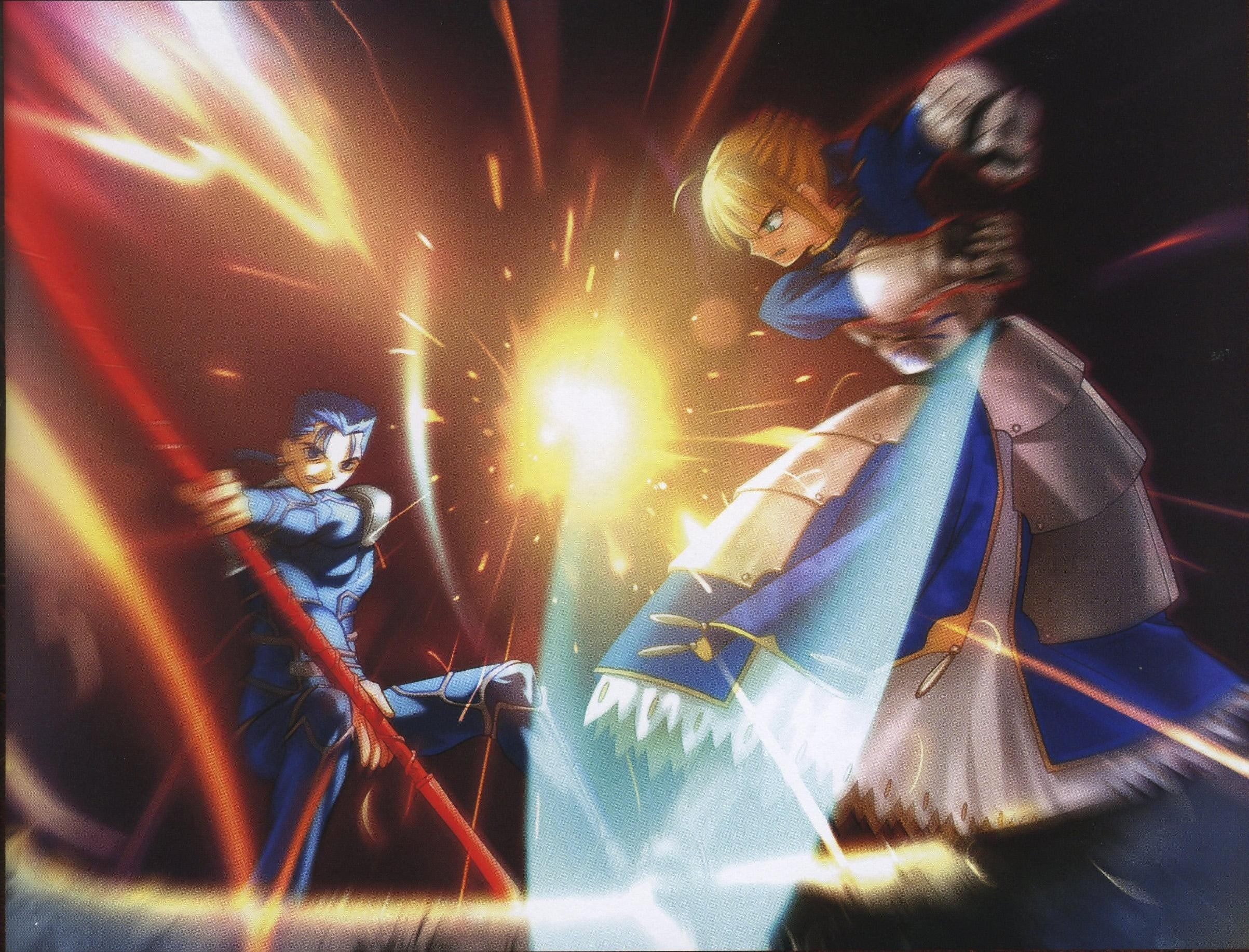 artwork, hd, scans, fate, saber, fatestay, characters, Fate/stay Night, Lancer (Fate/stay night), series, lancer, 1080P, art, night, stay, anime, artbook, HD Wallpaper