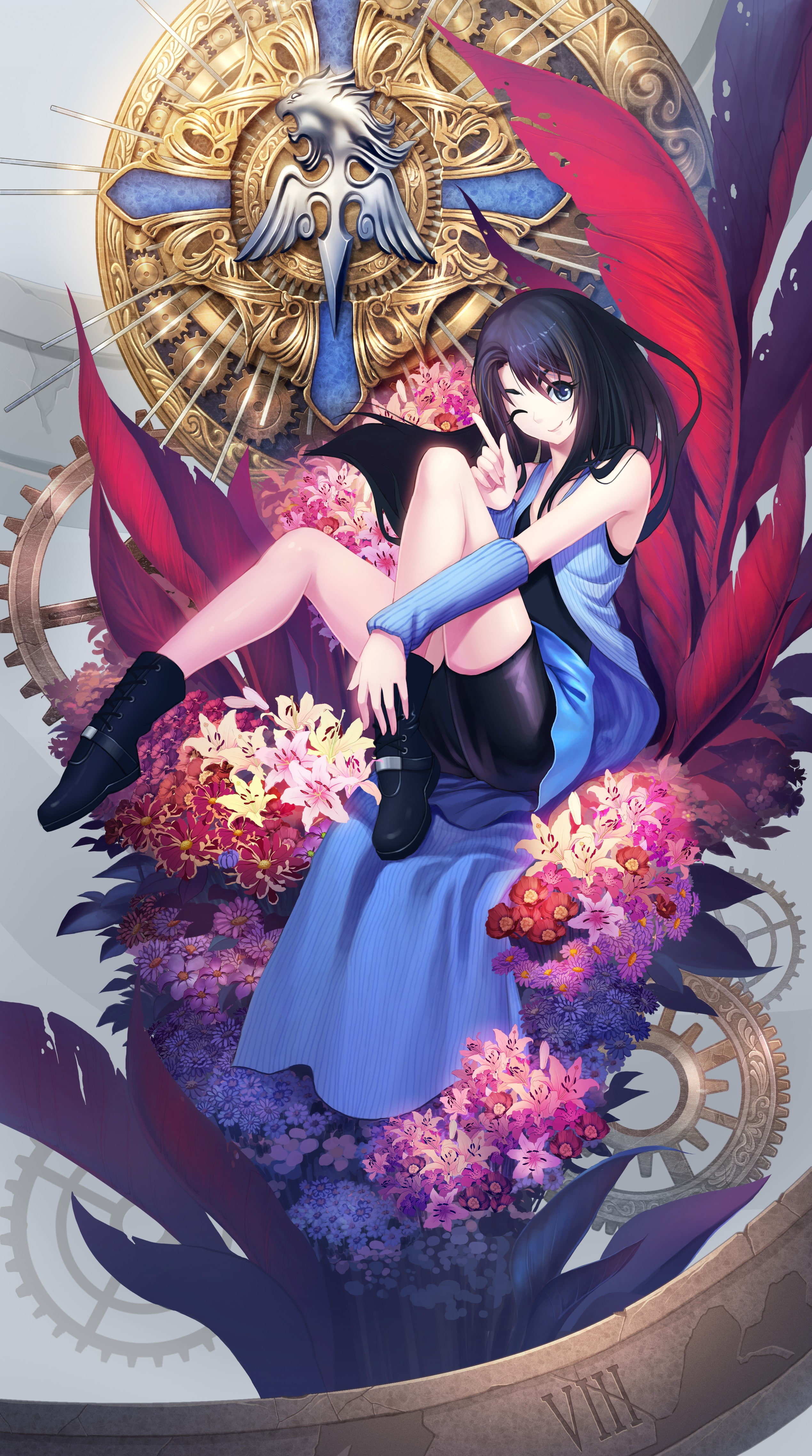 Rinoa Heartilly, Final Fantasy, 4K, long hair, anime, anime girls, Rinoa, Final Fantasy VIII, Phone HD Wallpaper