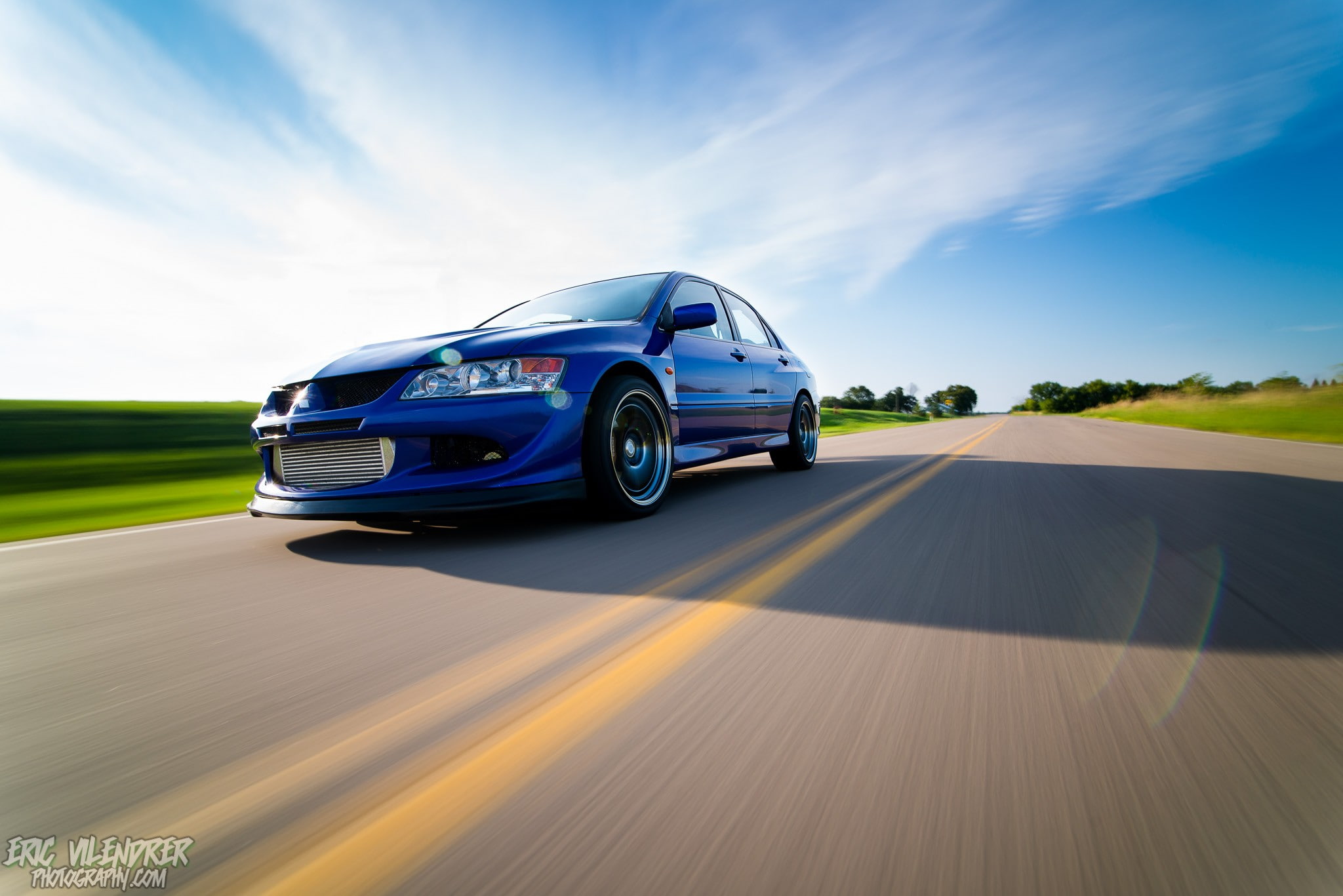 blurred motion, luxury, wheel, motor vehicle, sky, road, day, speed, on the move, sunlight, land vehicle, Lancer Evolution VIII, travel, sports car, transportation, HD Wallpaper