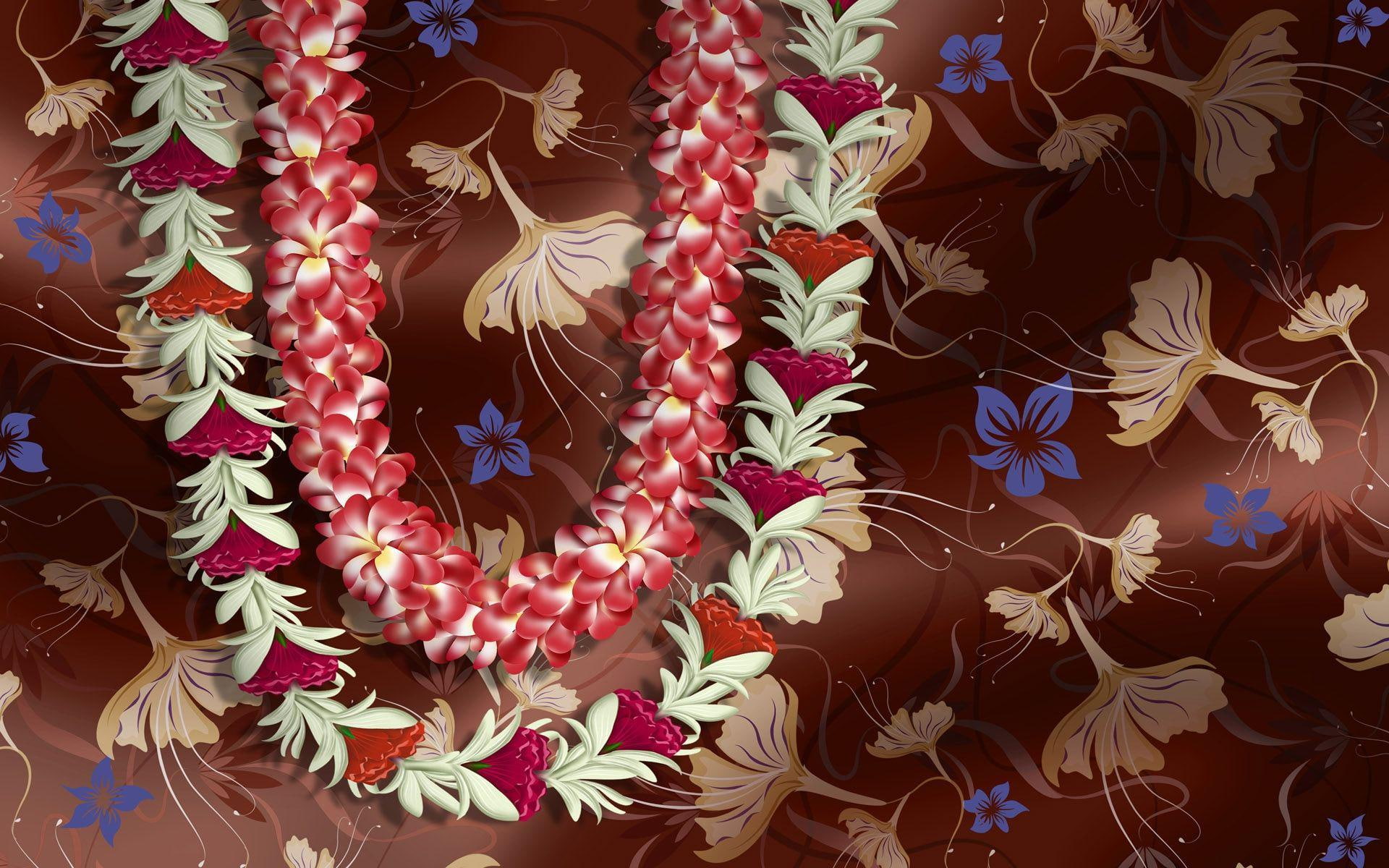 lei, 1080P, floral, hawaii, digital art, 1920x1200, necklaces, HD Wallpaper