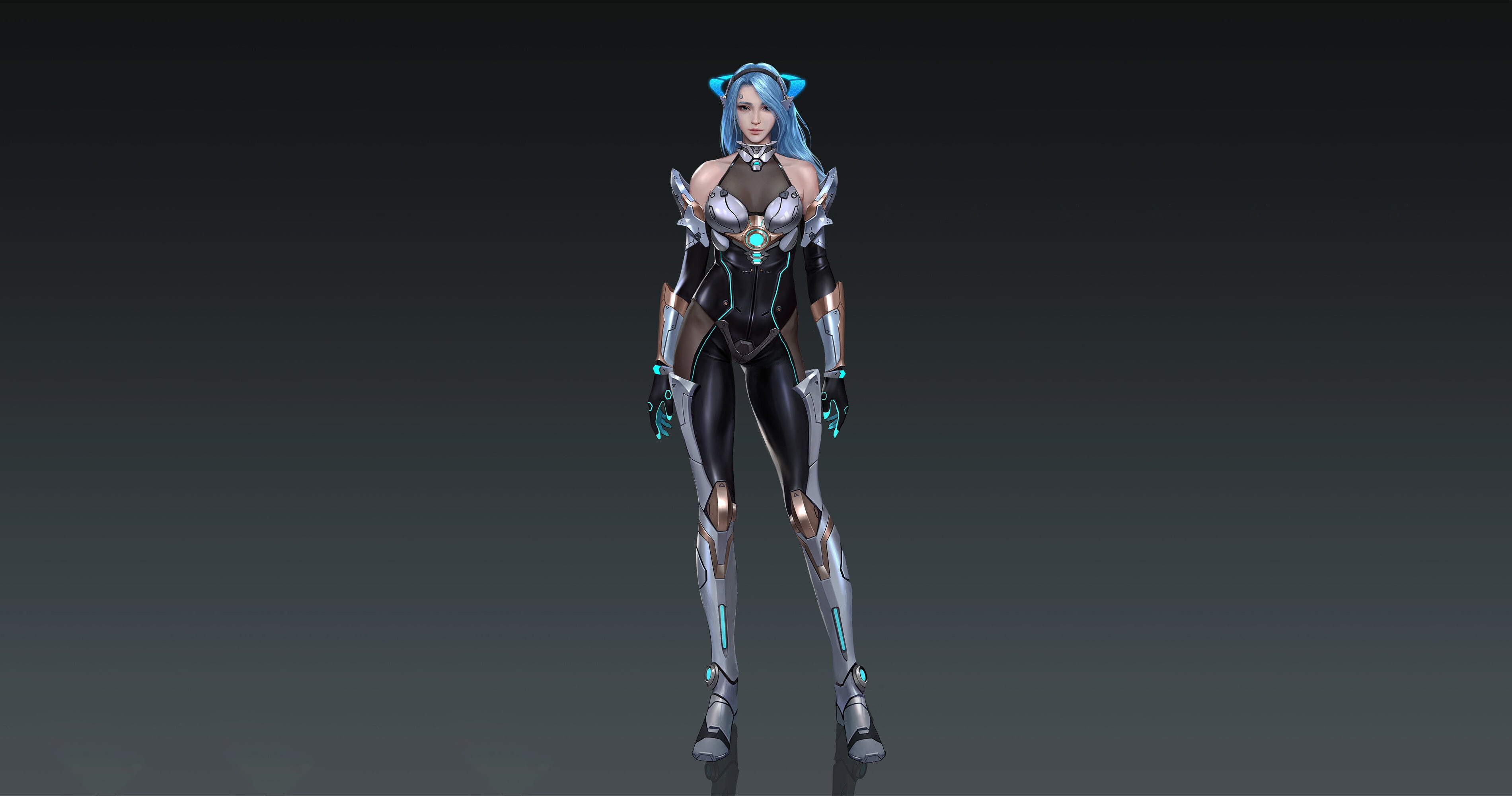 2K, Illustration, Girl, Figure, Style, Fantasy, Armor, Background, Cyber, Character, Art, Lei Deng, HD Wallpaper