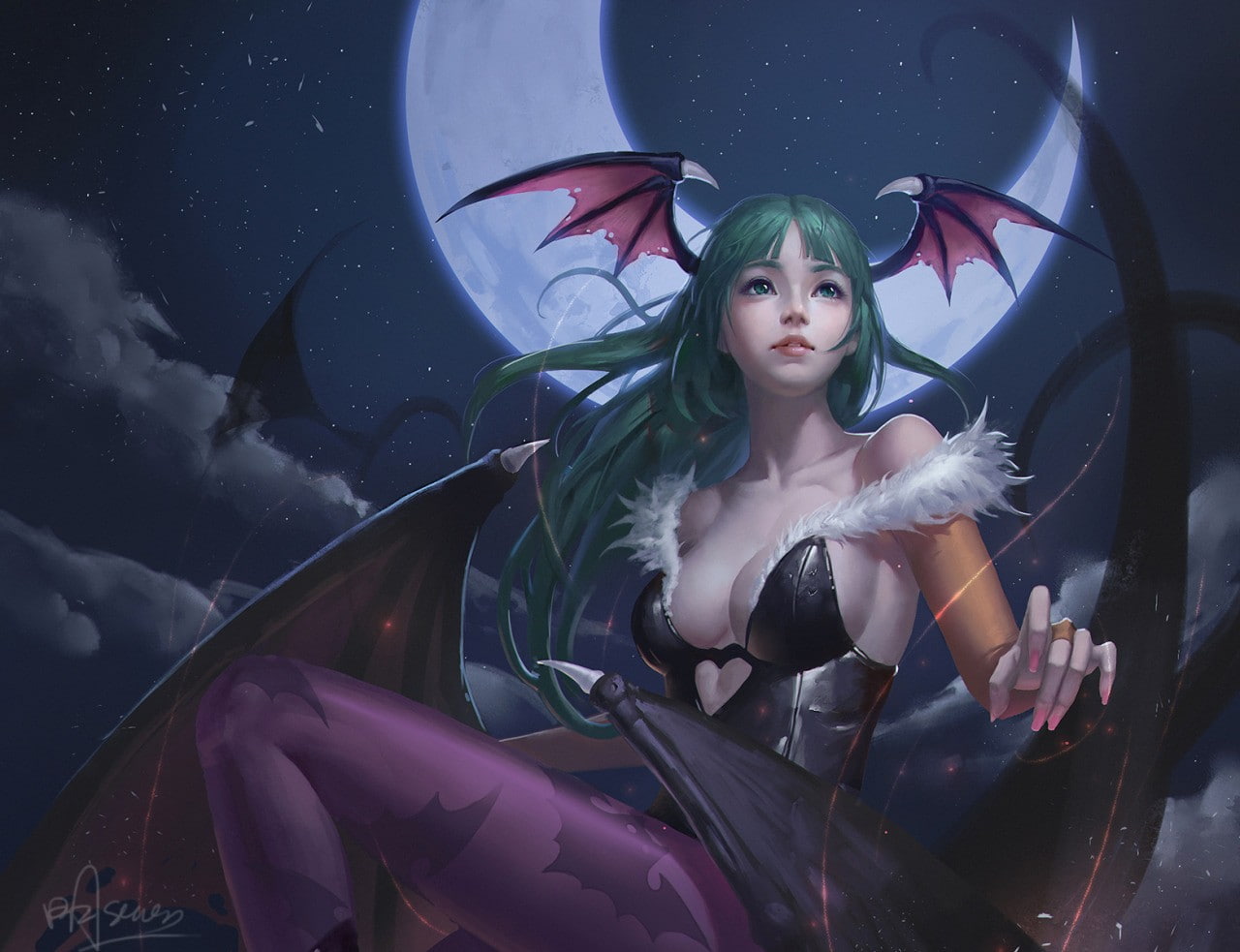 video games, 720P, anime girls, Morrigan (Darkstalkers), Darkstalkers, HD Wallpaper