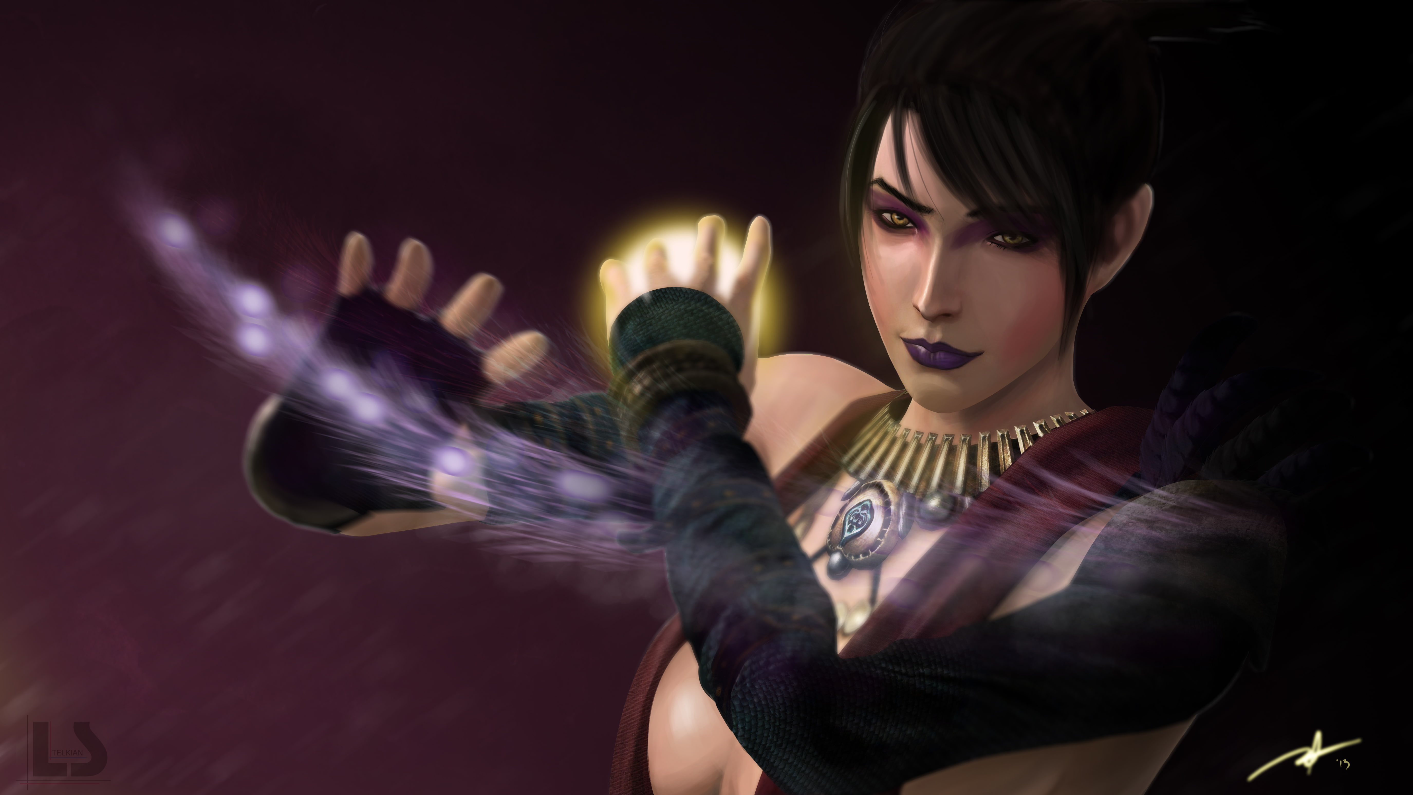 5K, magic, girl, Morrigan, Dragon Age, HD Wallpaper