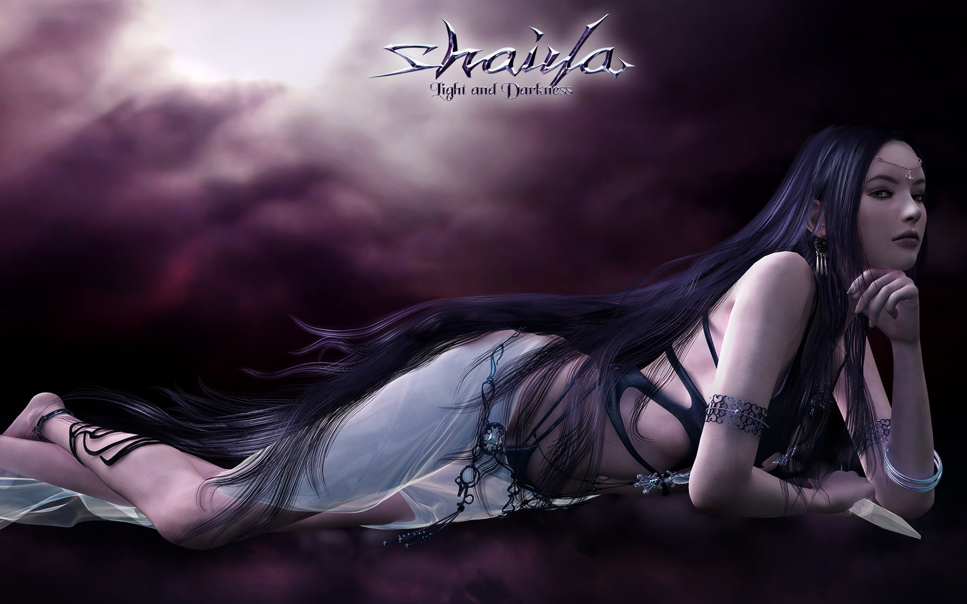 long, hair, shaiya, purple, 1080P, HD Wallpaper