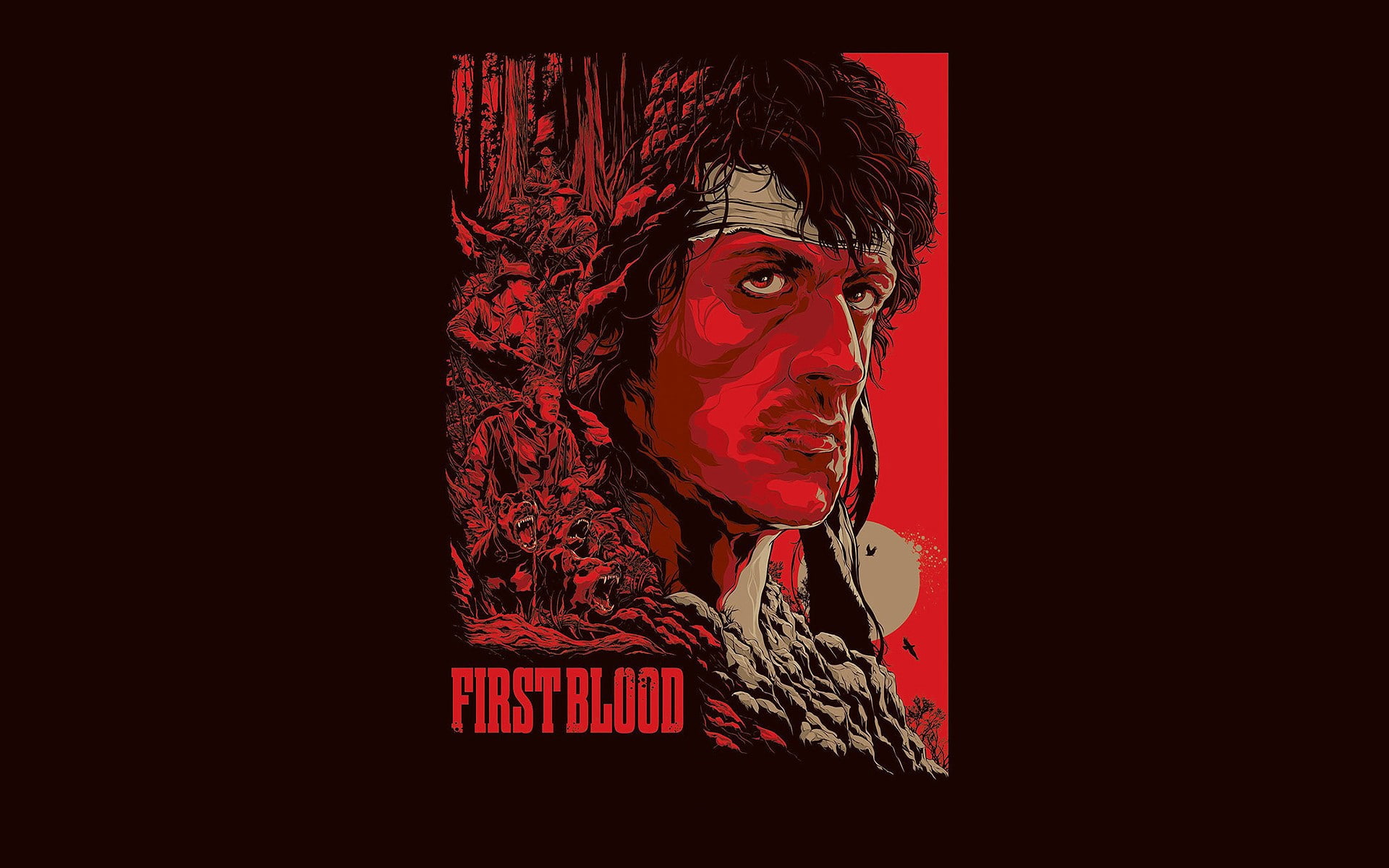 first, artwork, person, 1080P, movies, rambo, blood, HD Wallpaper