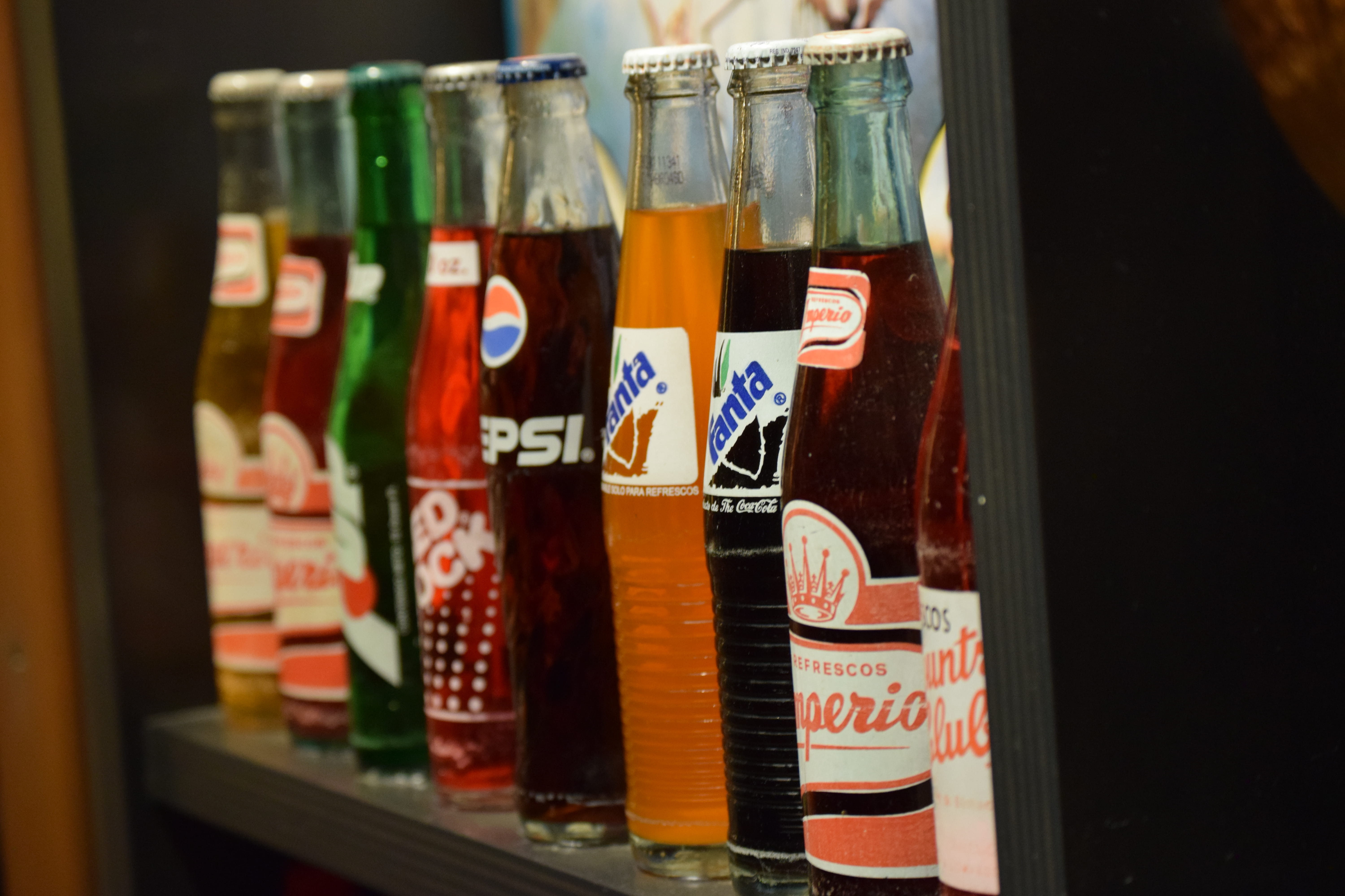 fanta, glass - material, indoors, retail display, container, refreshment, pepsi, drink, in a row, bottle, no people, dominican republic, 5K, transparent, HD Wallpaper
