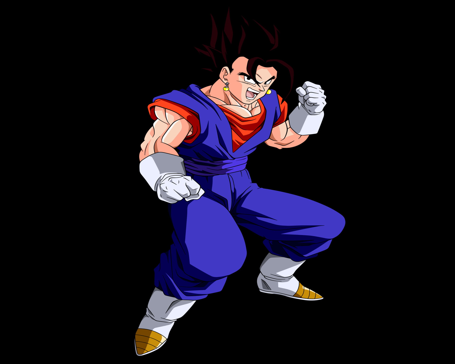 portrait, arts culture and entertainment, Dragon Ball, clothing, full length, young adult, studio shot, Vegetto (Dragon Ball), black background, skill, HD Wallpaper