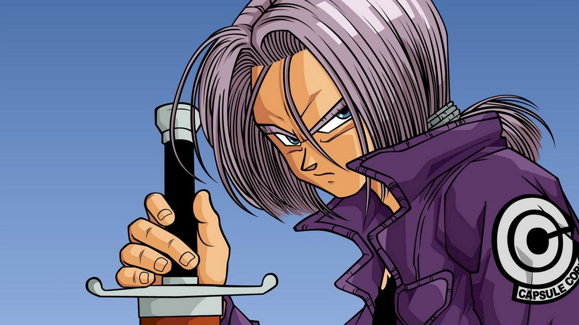 blue eyes, Dragon Ball Z, sword, saiyan, 1080P, Trunks (character), HD Wallpaper