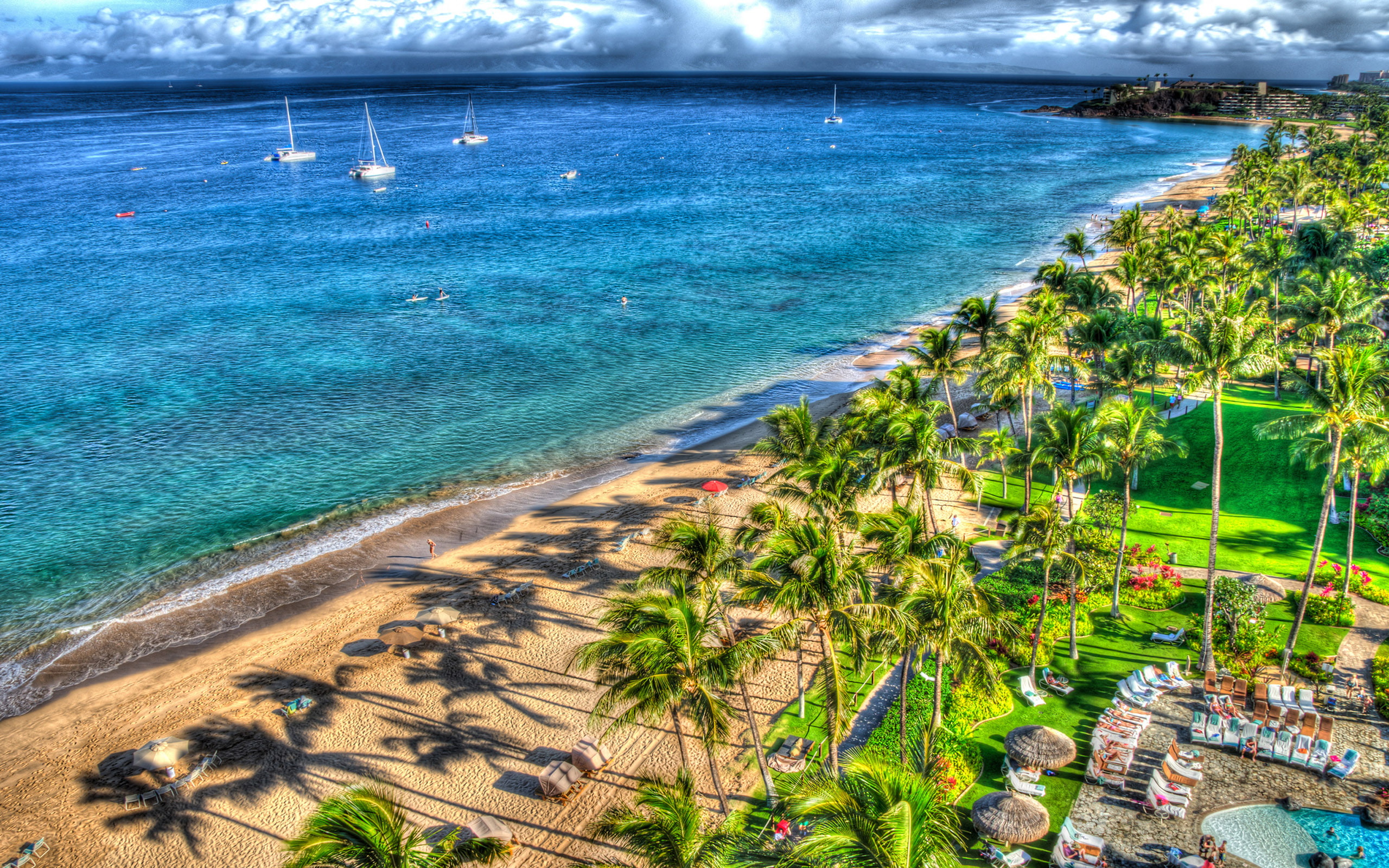 hawaii, 2K, maui, beach, kaanapali, HD Wallpaper