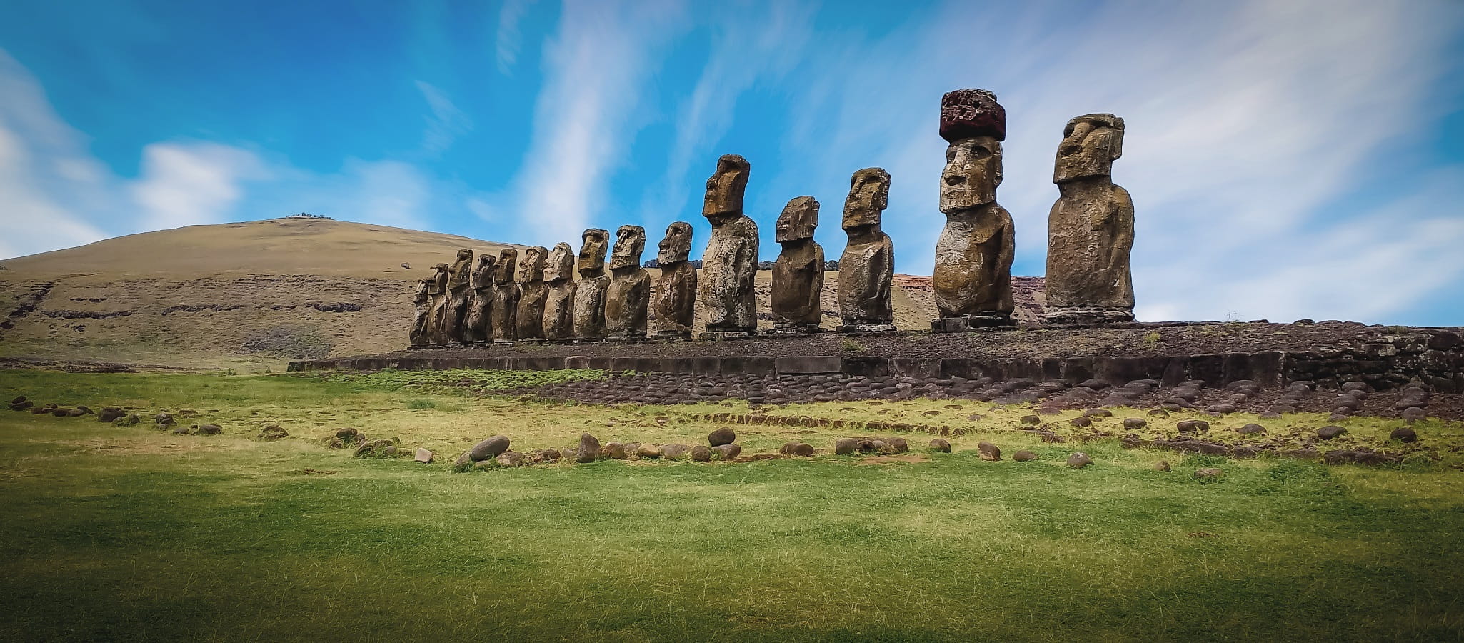 sky, easter island, ancient, outdoors, no people, history, grass, rapanui, gray, day, old ruin, ruined, concrete, rapa nui, cloud - sky, tourism, water, HD Wallpaper