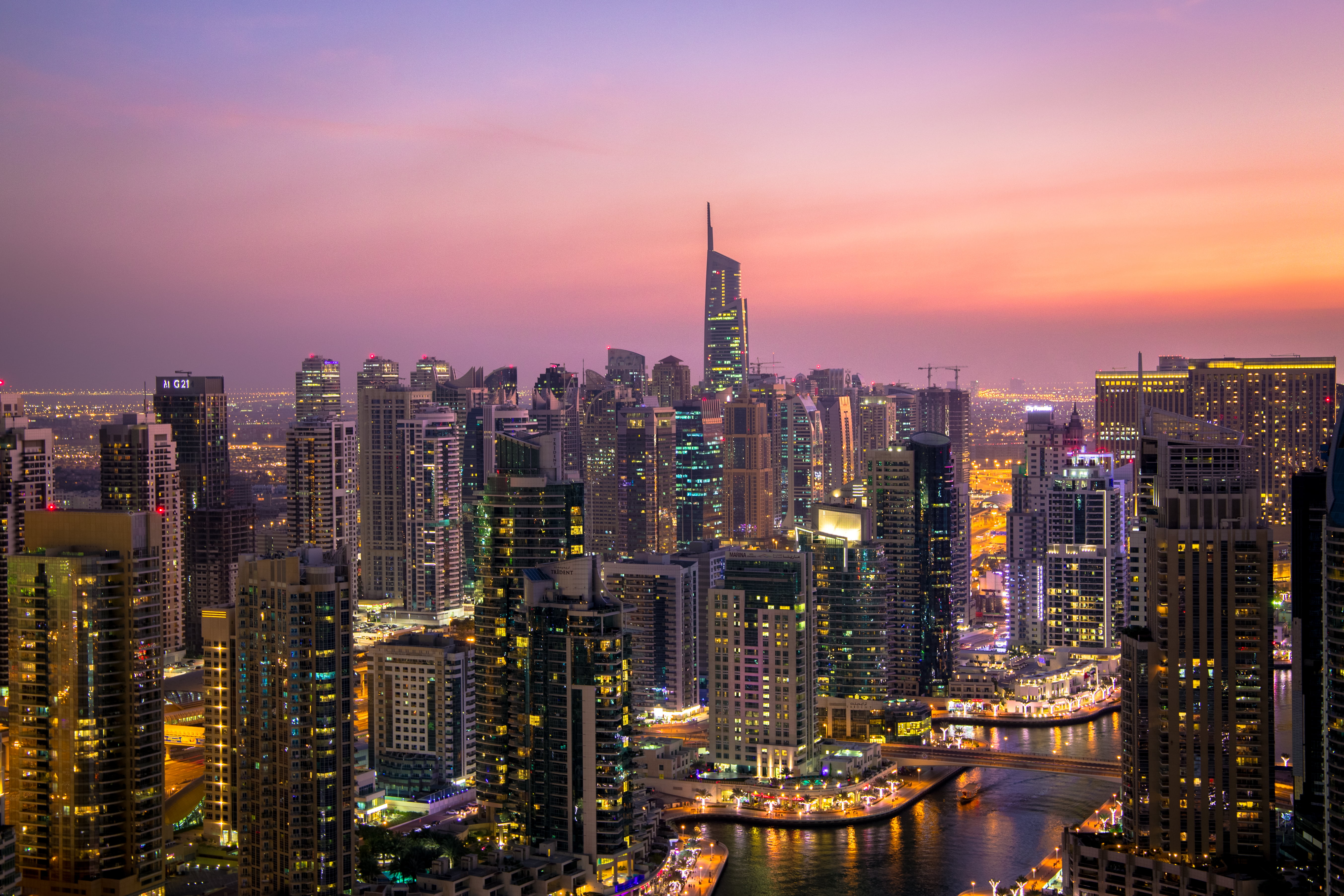 building, jumeirah lake towers, urban, residential district, downtown, sky, dusk, tower, dawn, office building exterior, building exterior, landscape, travel destinations, HD Wallpaper