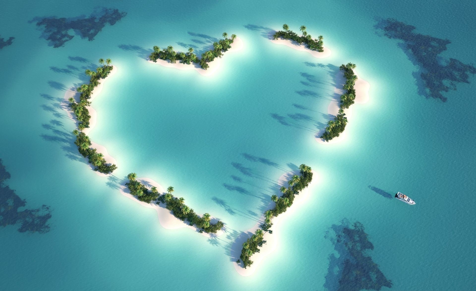 Paradise, Tropical, underwater, shaped, heart, beauty in nature, outdoors, sport, tranquility, animal themes, sea, undersea, swimming, blue, Love, no people, HD Wallpaper