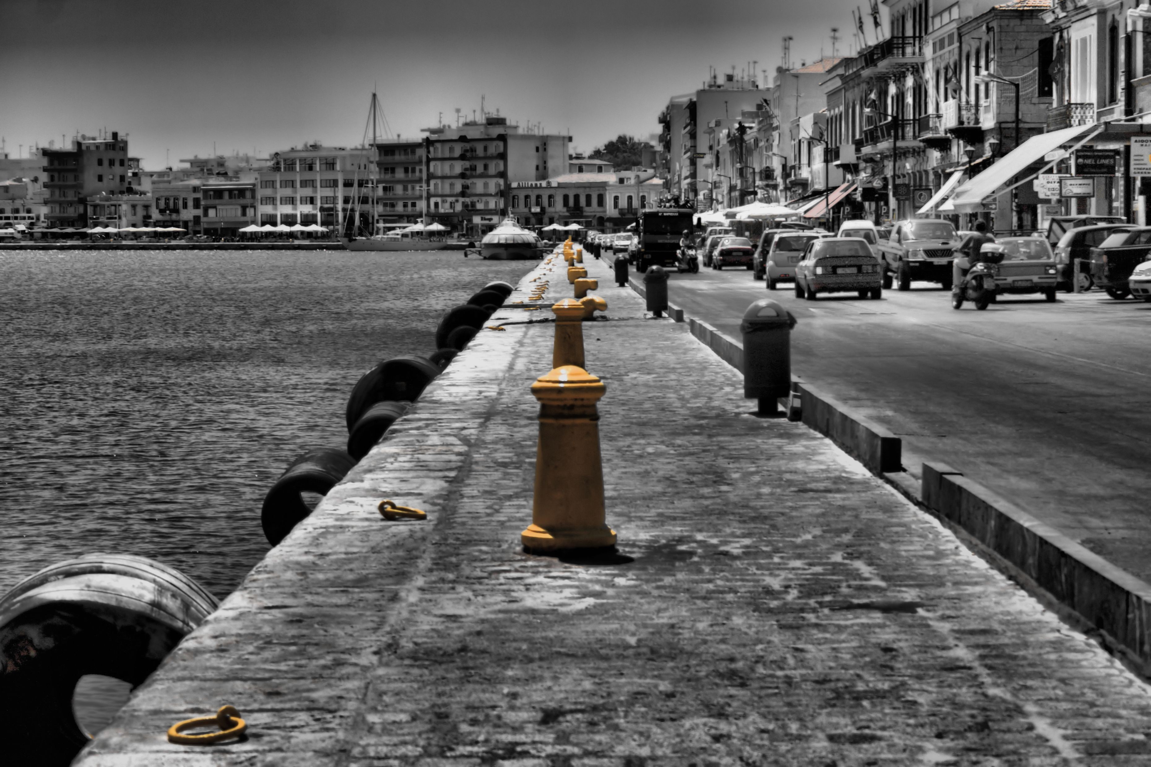 cars, buildings, 2K, chios, river, greece, city, 3719x2478, HD Wallpaper