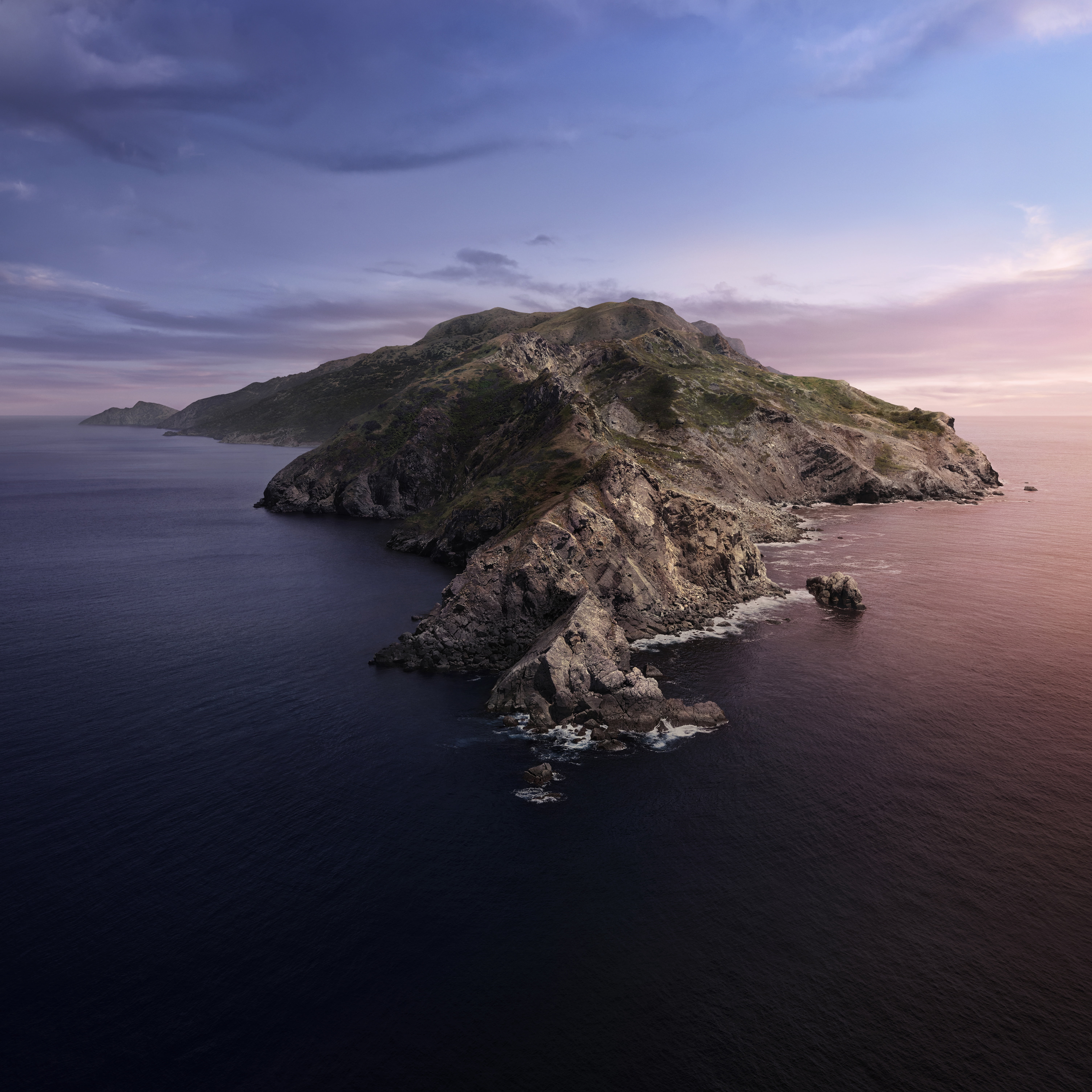 The evening, 10.15, Island, Sunset, Morning, Sea, macOS, 5K, Catalina, Dawn, 5K, The ocean, Phone HD Wallpaper