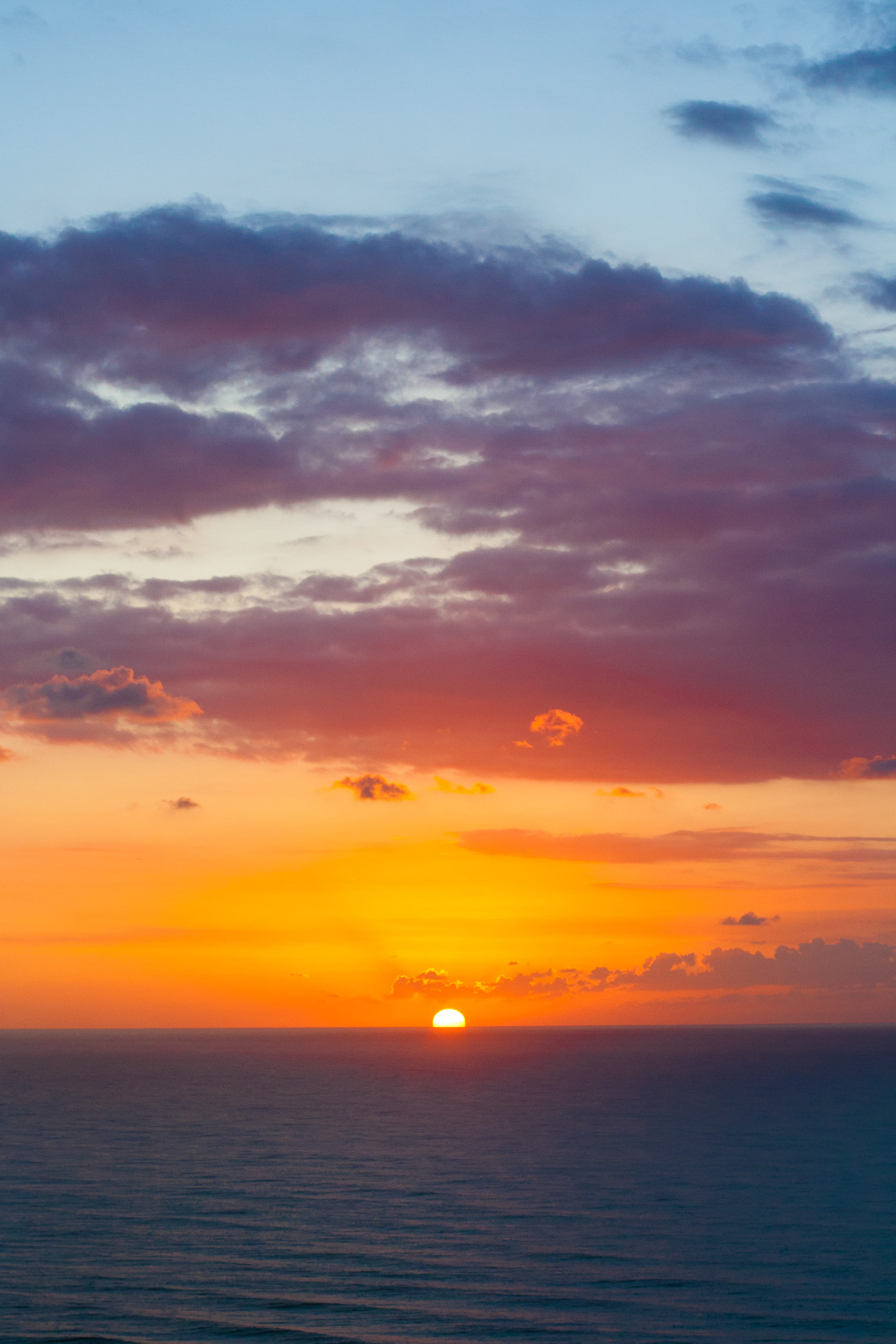 seascape, idyllic, scenics - nature, beauty in nature, sunset, ocean, netanya, dusk, waterfront, horizon, sun, orange color, 2K, israel, tranquil scene, Phone HD Wallpaper