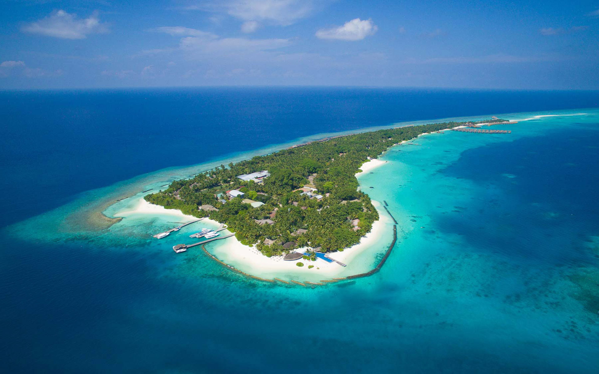 ocean, maldives, photography, indian, 1080P, aerial, island, kuramathi, HD Wallpaper