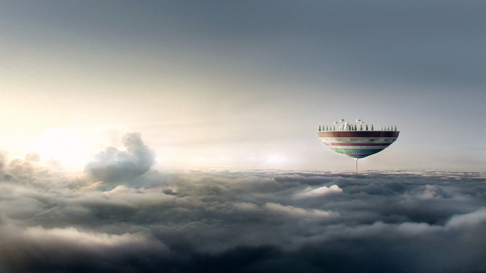 clouds, digital art, anime, 1080P, Dragon Ball Z, sky, HD Wallpaper