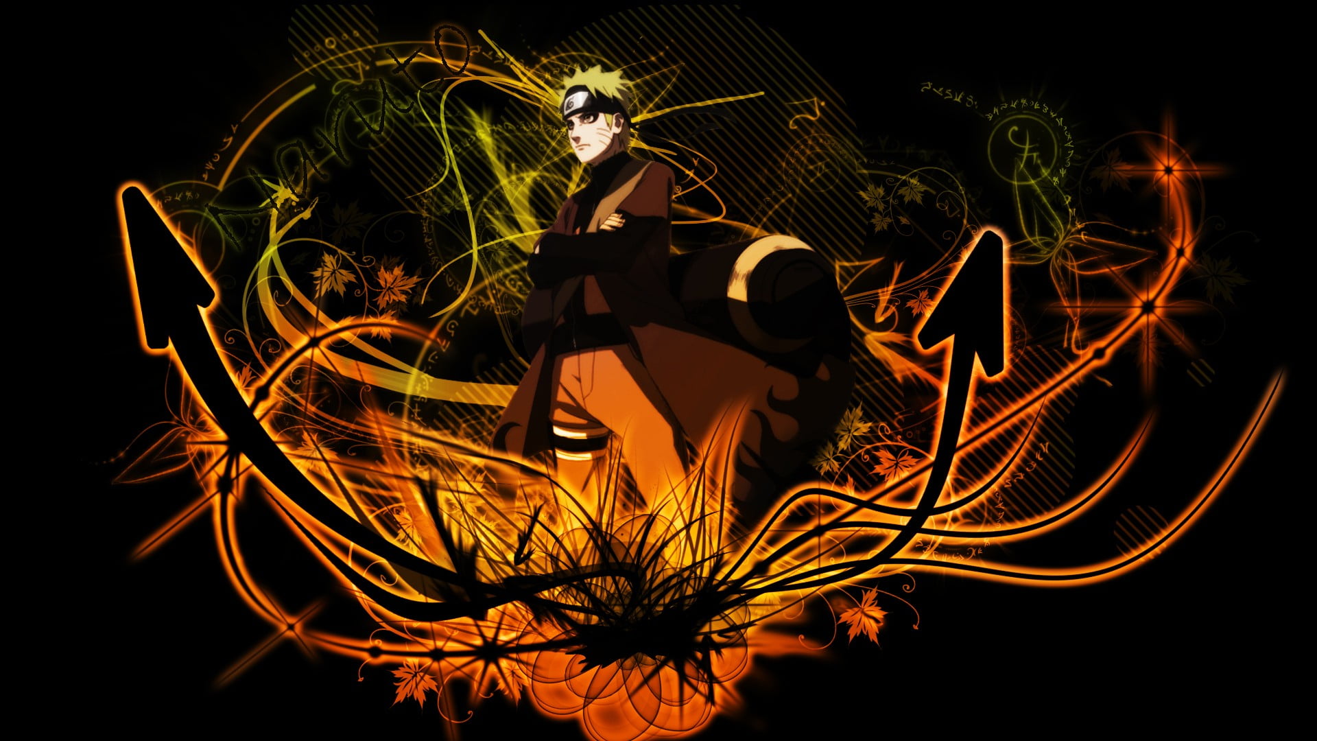 illuminated, studio shot, leisure activity, blurred motion, Naruto Shippuuden, glowing, anime, 1080P, light - natural phenomenon, Uzumaki Naruto, light trail, HD Wallpaper