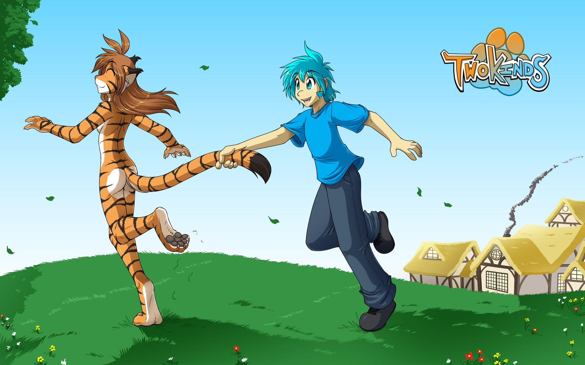 creativity, day, arts culture and entertainment, male likeness, art and craft, green color, clear sky, people, nature, representation, outdoors, Twokinds, HD Wallpaper