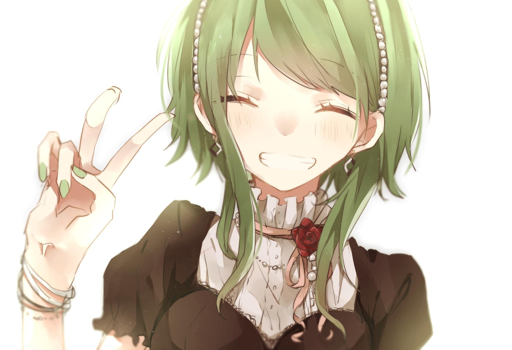 green, closed eyes, megpoid, eyes, anime girls, closed, girls, character, woman, gumi, anime, haired, megpoid gumi, 1754x1200, vocaloid, 720P, HD Wallpaper