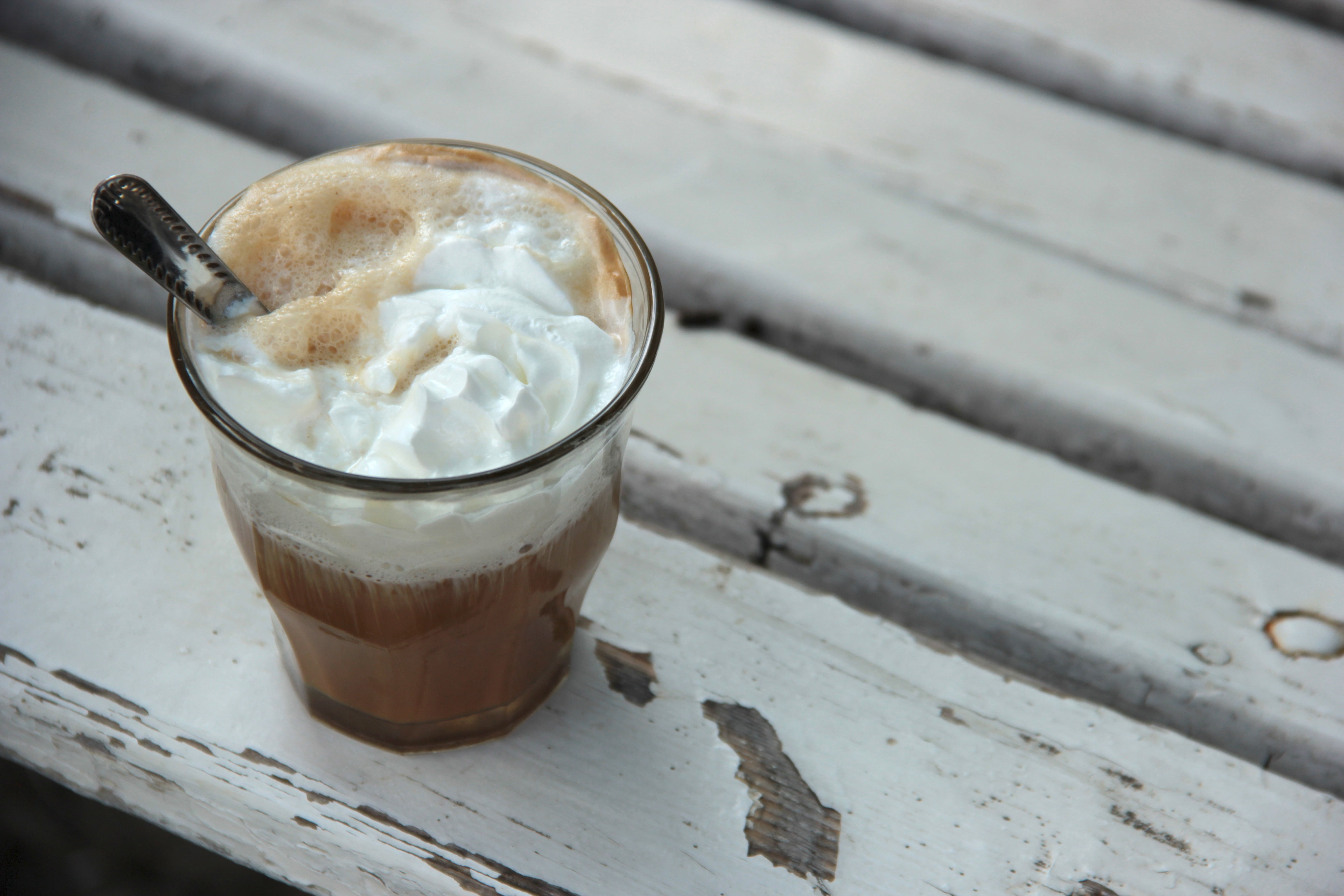whipped cream, freshness, espresso, 5K, fresh, refreshment, ice, mug, coffee - drink, reflection, black, surface, no people, dark, frappe, morning, caffeine, HD Wallpaper