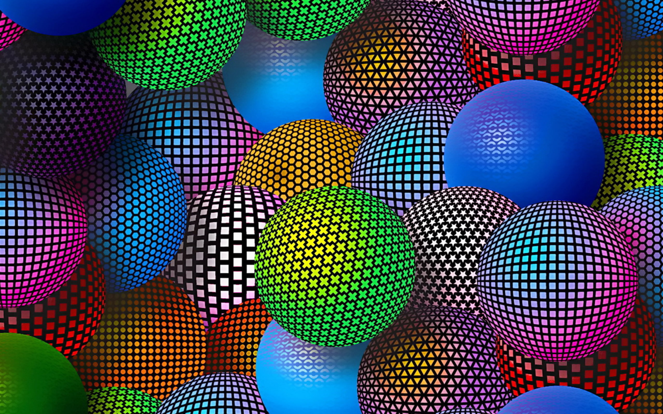 neon, d, 2K, 3d, balls, HD Wallpaper