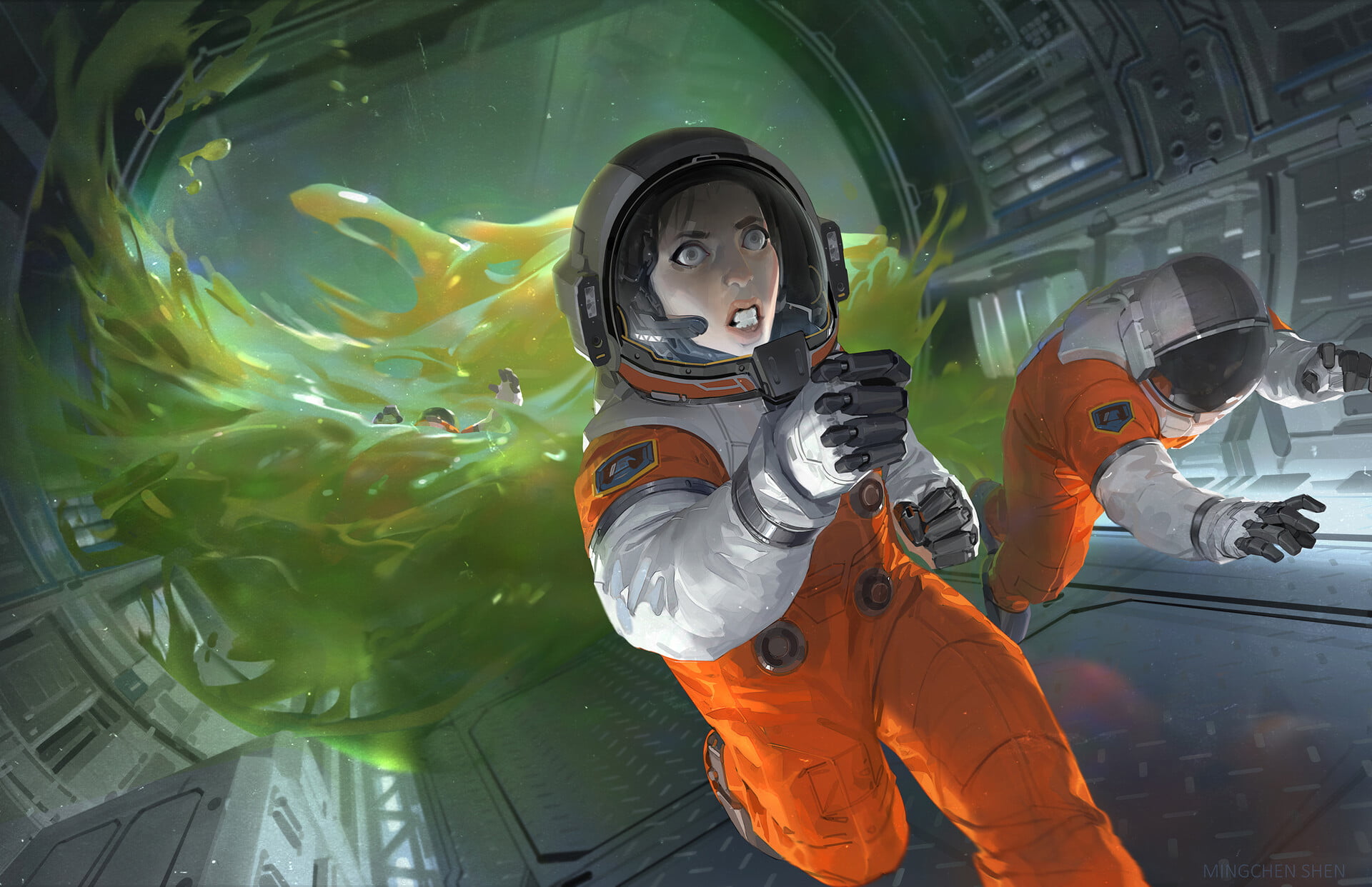 science fiction, astronaut, Mingchen Shen, ArtStation, 1080P, HD Wallpaper