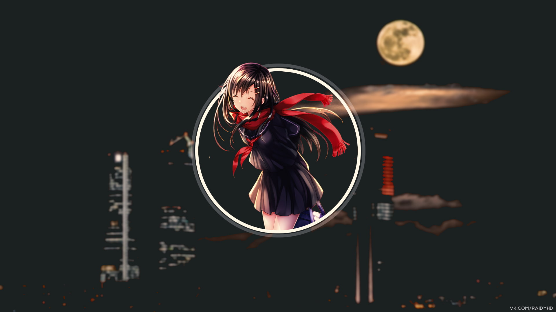 Kagerou Project, anime girls, 1080P, Tateyama Ayano, night, anime, picture-in-picture, HD Wallpaper