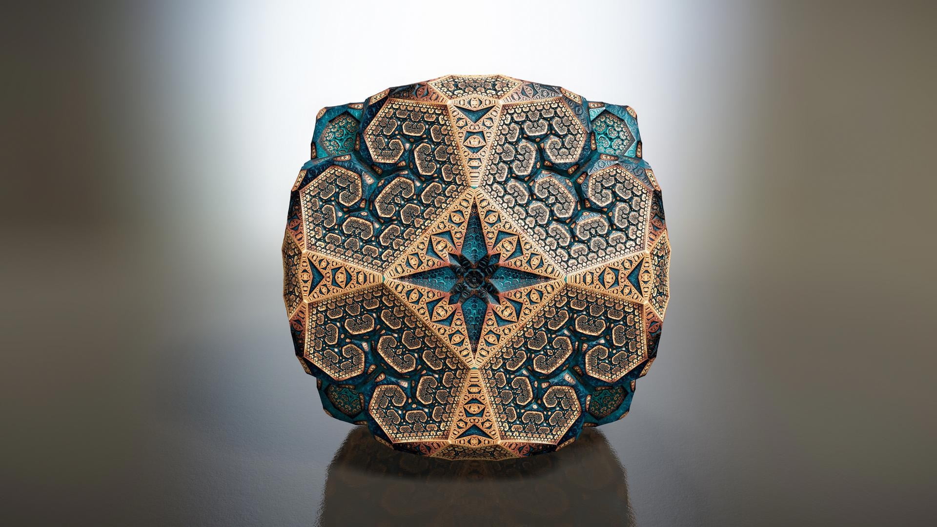 carving - craft product, symmetry, accessory, colored, gold, single object, antique, geometry, shape, 1080P, simple, pattern, design, fractal, cut out, HD Wallpaper