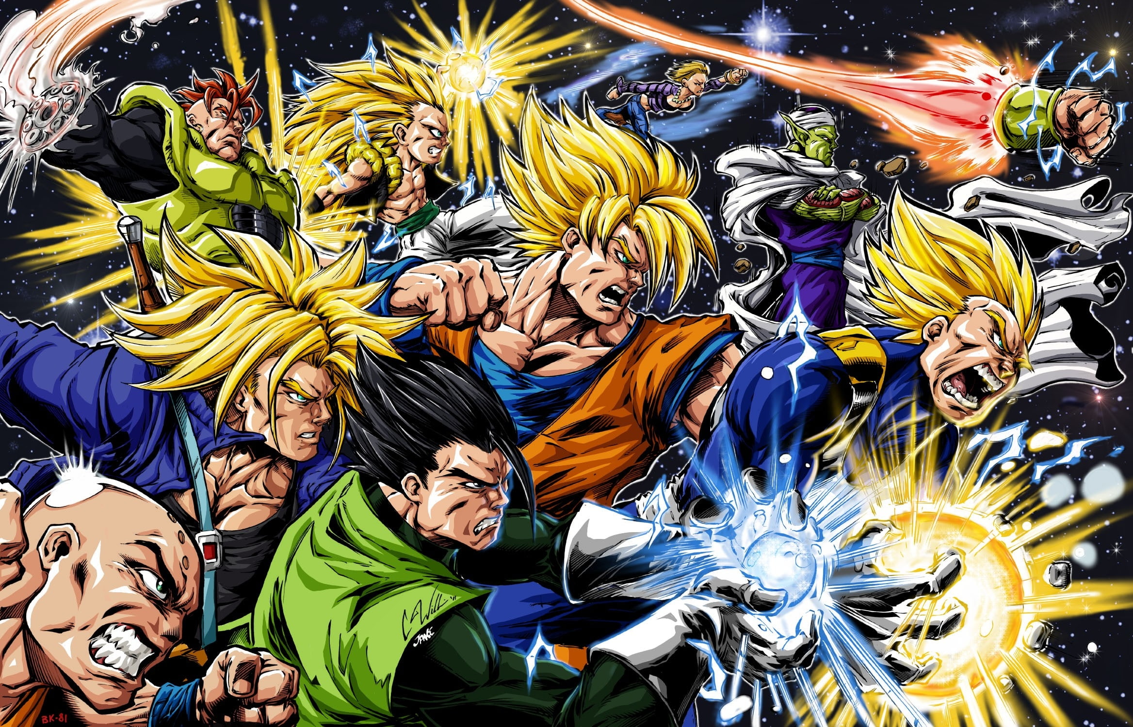 super, dragon, super saiyan, anime, art, z, dragonball, hd, ball, saiyan, dragon ball z, 1080P, HD Wallpaper